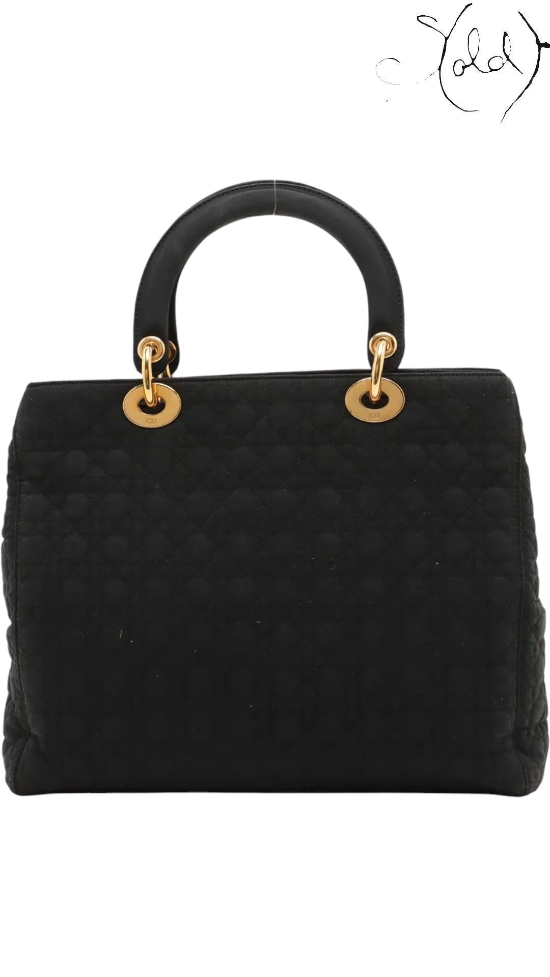 Christian Dior Large Lady Dior Black Cannage Quilted Nylon 1990s, Back view | Sold Attire