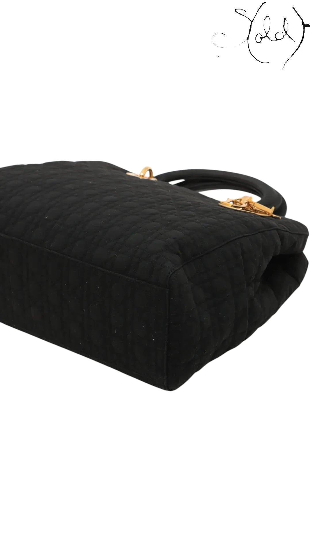 Christian Dior Large Lady Dior Black Cannage Quilted Nylon 1990s, Interior view | Sold Attire