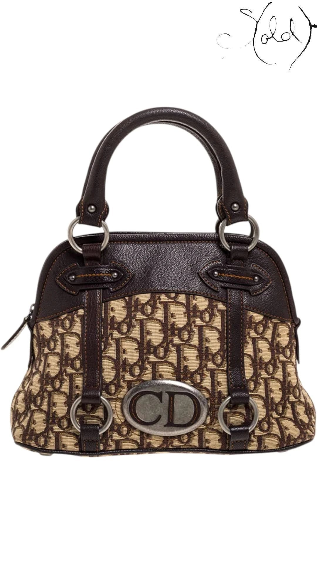 Christian Dior Top Handle Bag Christian Dior Trotter CD Satchel Beige Brown Canvas Early 2000s | Sold Attire