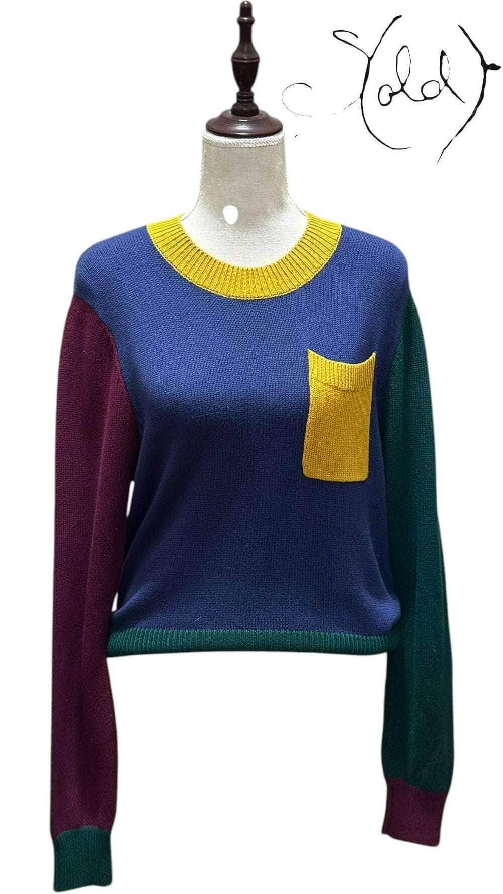 Dangerfield Colour Block Wool Jumper – Retro Statement, Interior view | Sold Attire