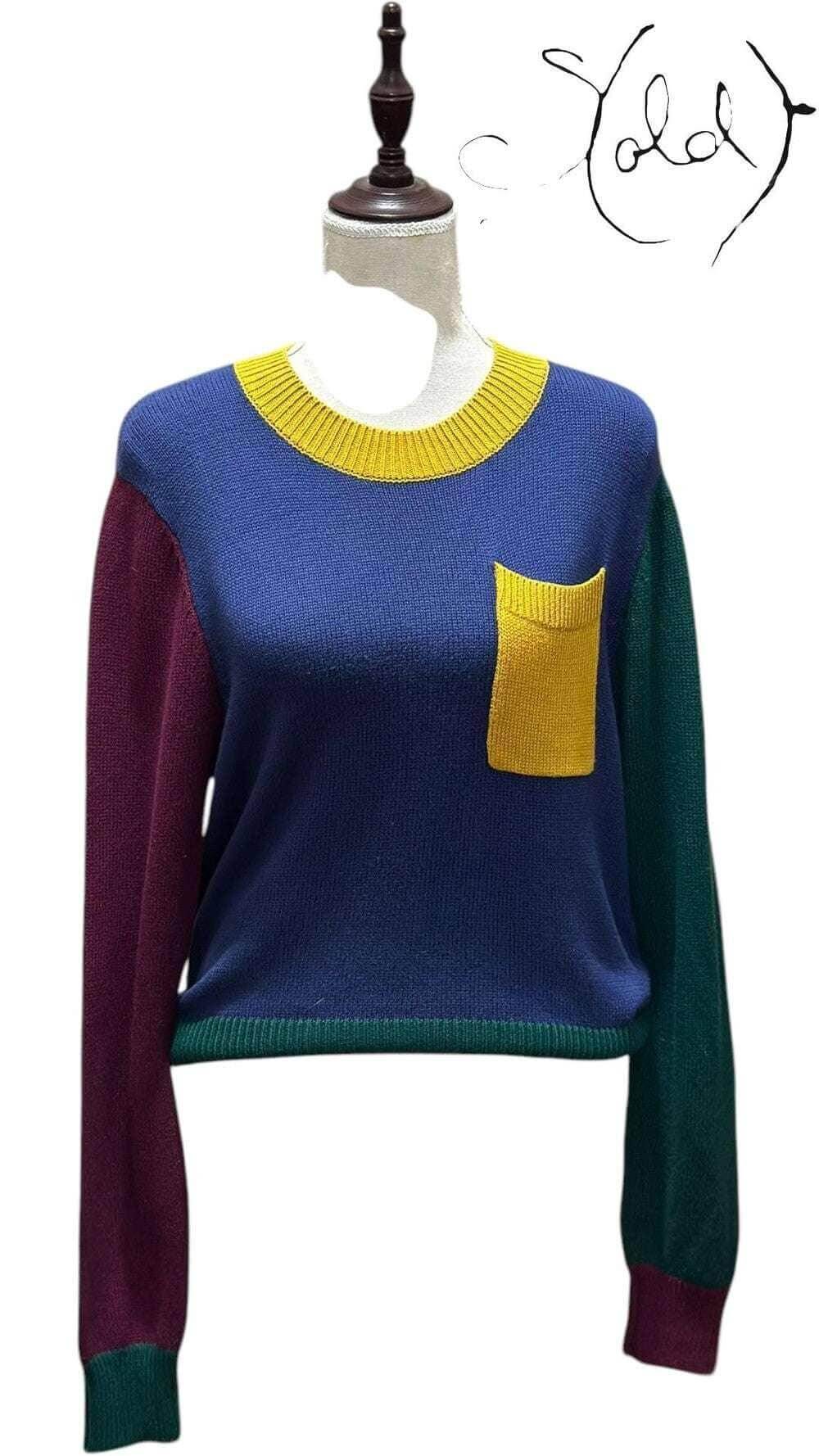 Dangerfield Colour Block Wool Jumper – Retro Statement, Back view | Sold Attire