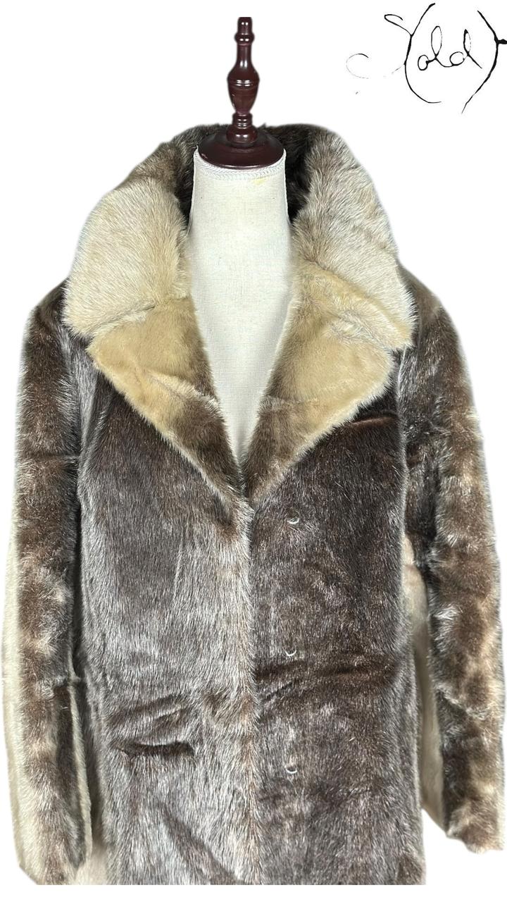 Vintage Danish Mink Fur Coat 1990s Brown Size 42 Mint Condition, Base view | Sold Attire