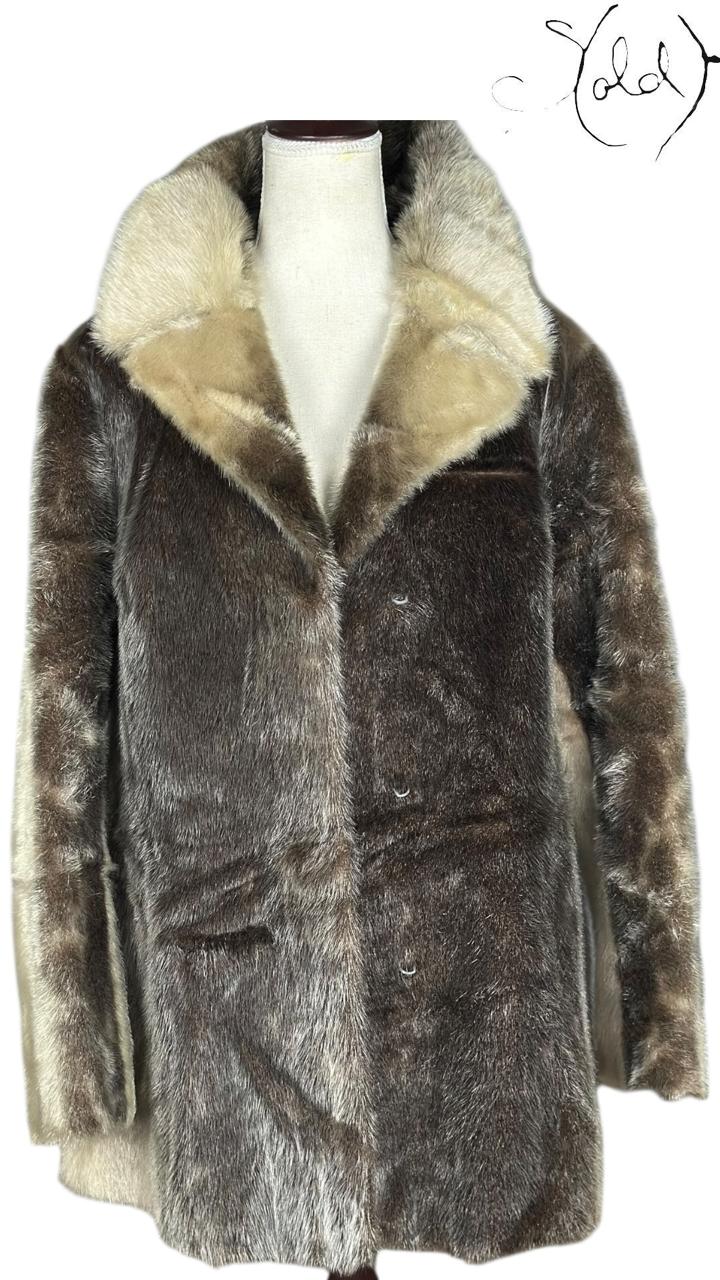 Vintage Danish Mink Fur Coat 1990s Brown Size 42 Mint Condition, Back view | Sold Attire
