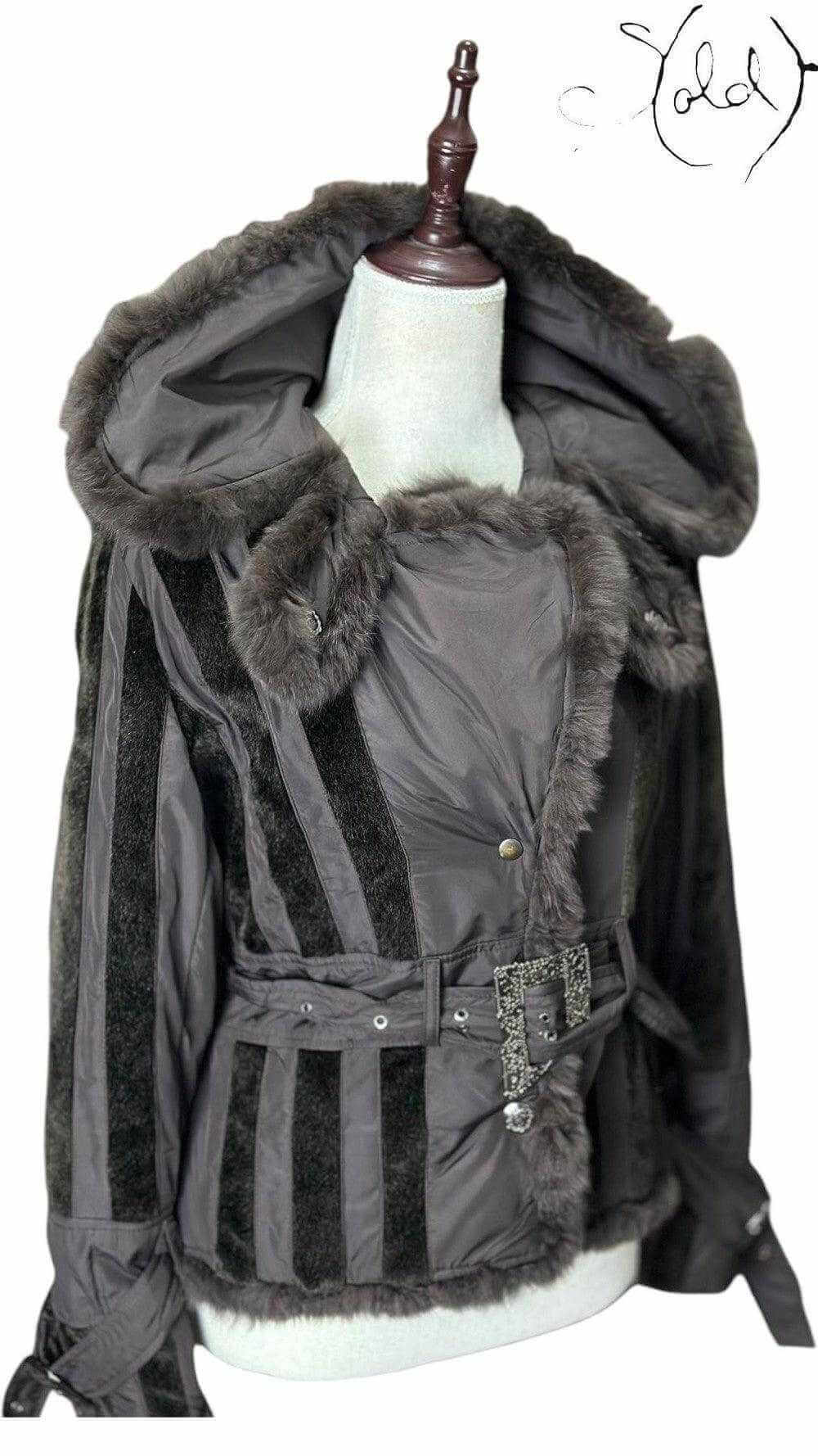 D&G Real Fur-Trimmed Belted Jacket – Statement Winter, Back view | Sold Attire