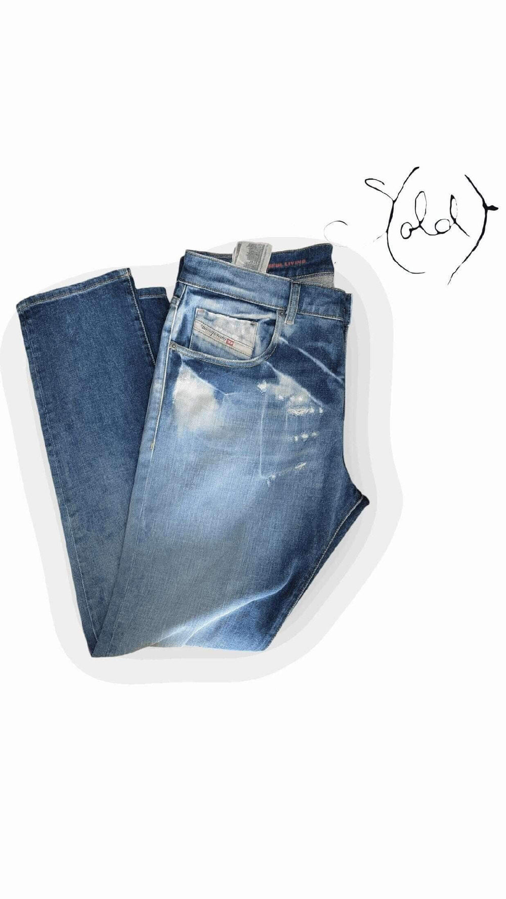 Diesel W36- Distressed Jeans, Back view | Sold Attire