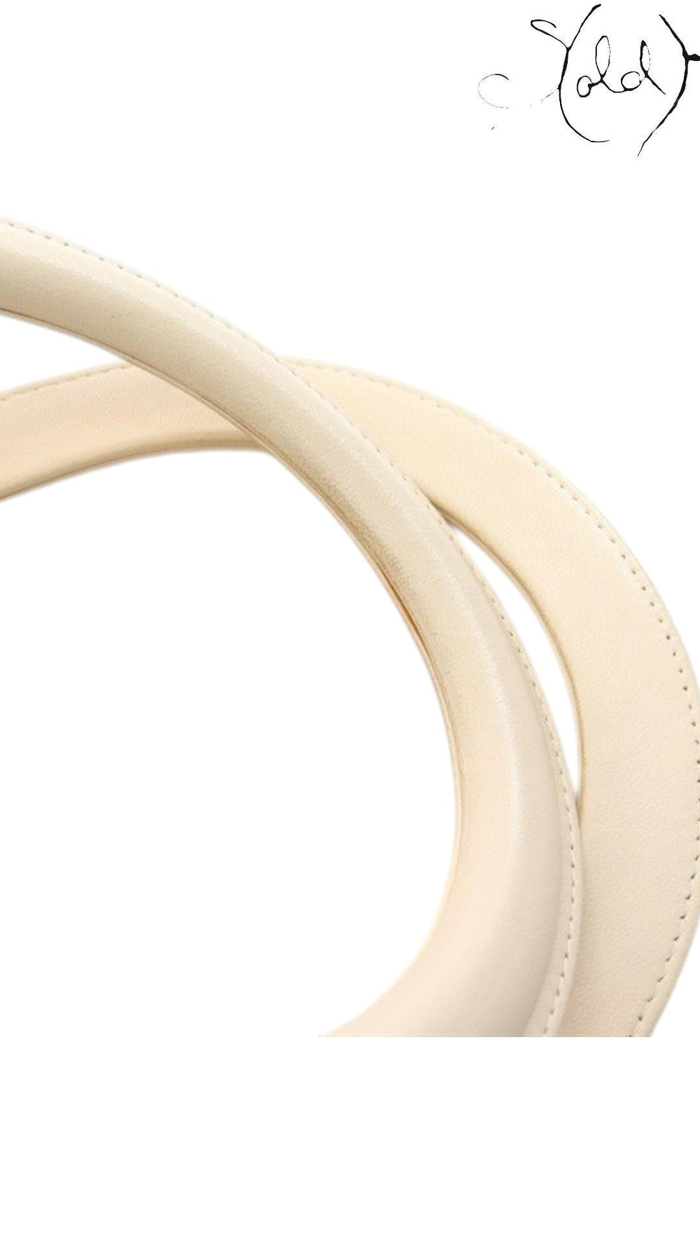 Sold Attire ivory leather top handles of a Dior Lady Dior handbag with smooth stitching and structured design