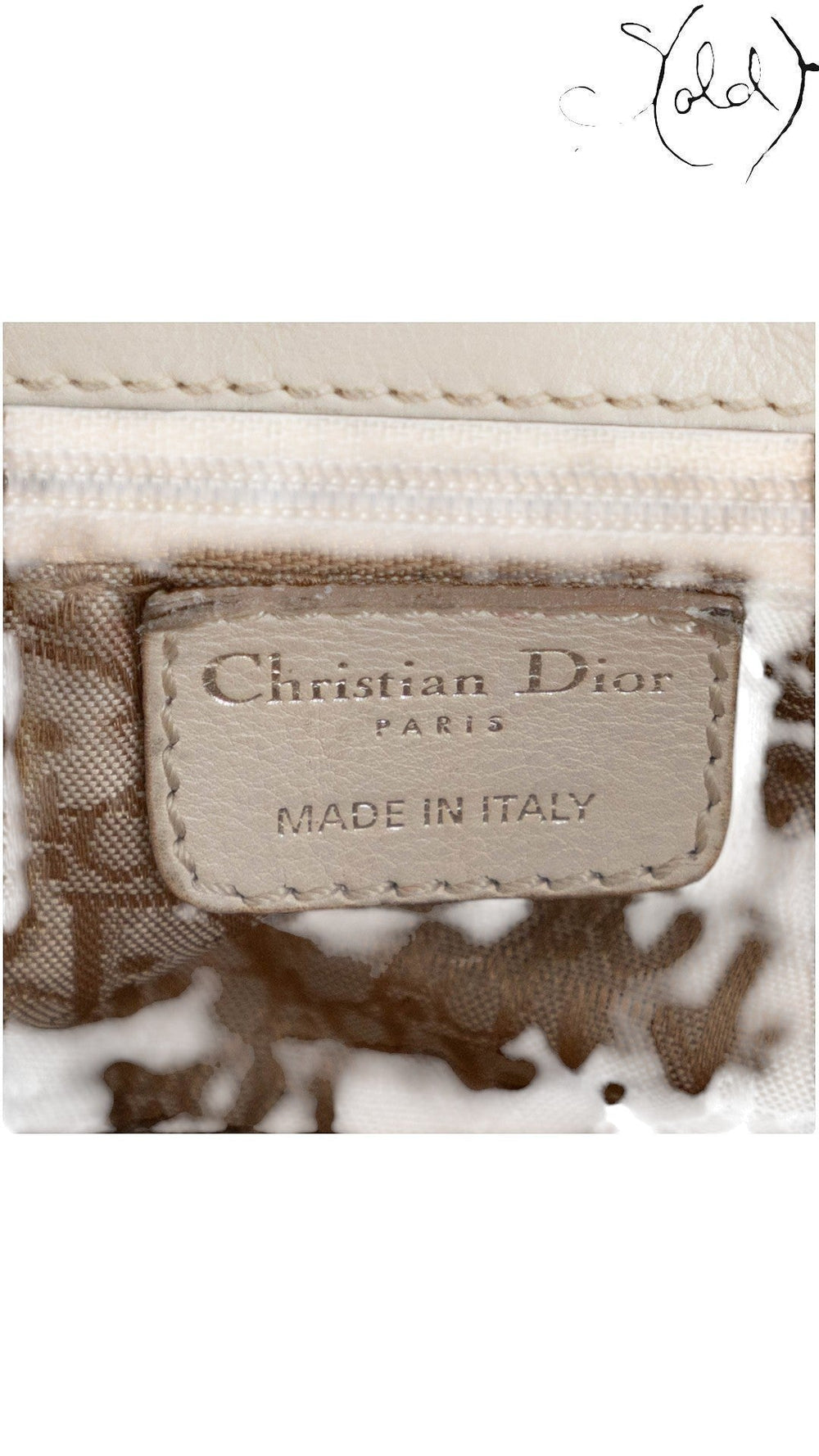 Dior Saint Germaine Cream Leather Flap Bag base detail