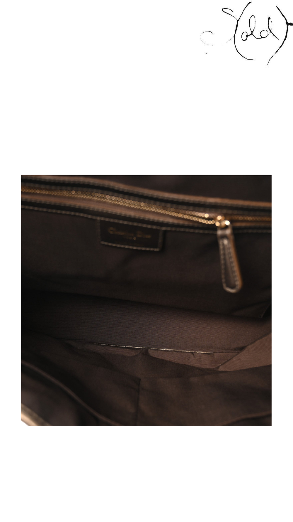 Dior Bronze Cannage Small Panarea Tote: interior view