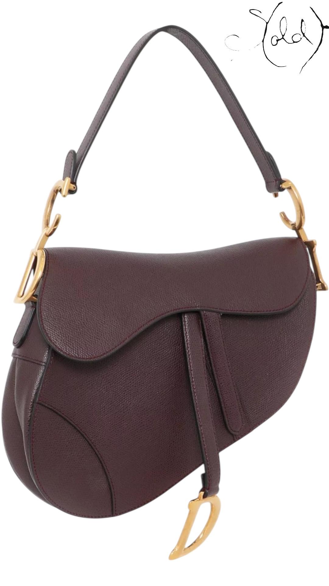 Christian Dior Saddle Bag Amarante Leather 2018, Authenticated Pre-Owned | Sold Attire