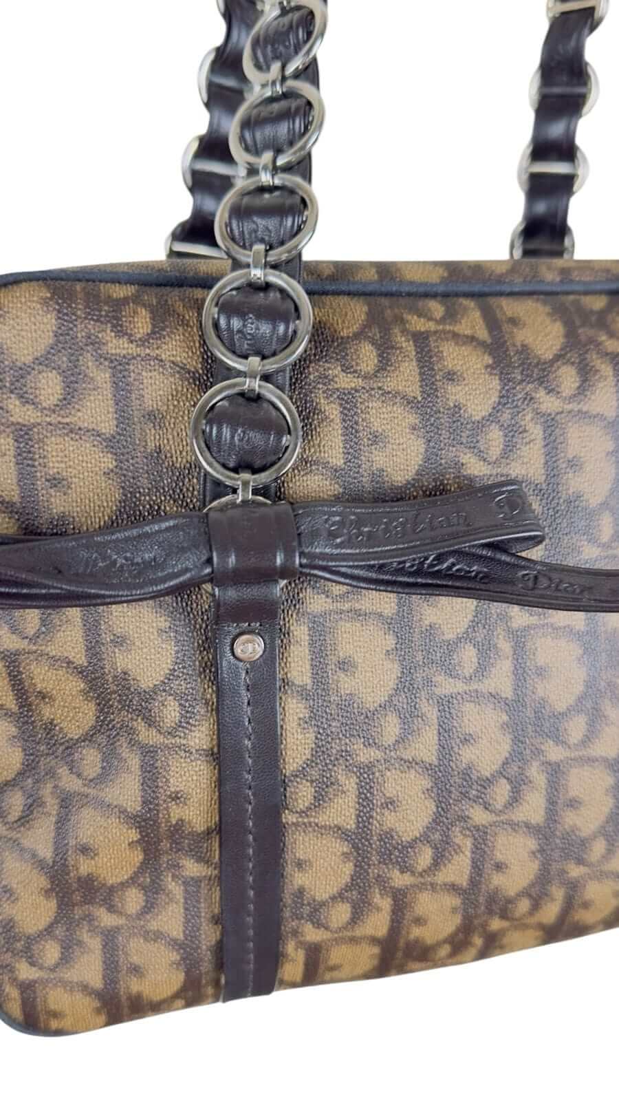 Dior Trotter ROMANTIQUE Bow Tote – Galliano Y2K, Interior view | Sold Attire