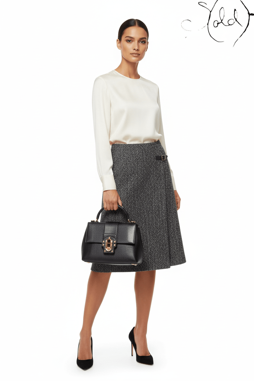 Dolce & Gabbana Black Lizard-Embossed Top Handle Bag Gold Hardware, Side view | Sold Attire