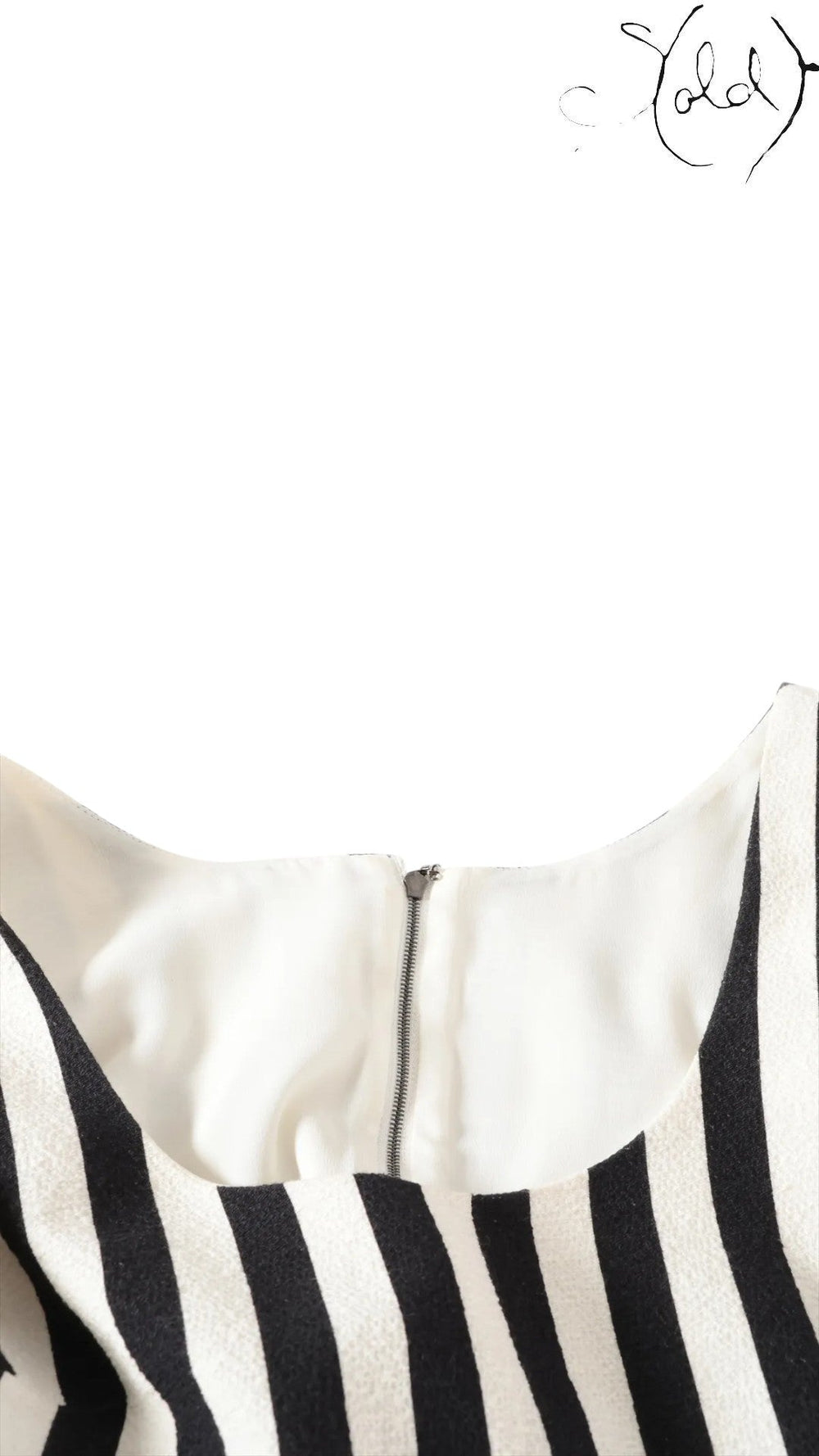 Sold Attire Dolce & Gabbana sleeveless dress with black and white stripes and wisteria print. Cotton-polyurethane blend.