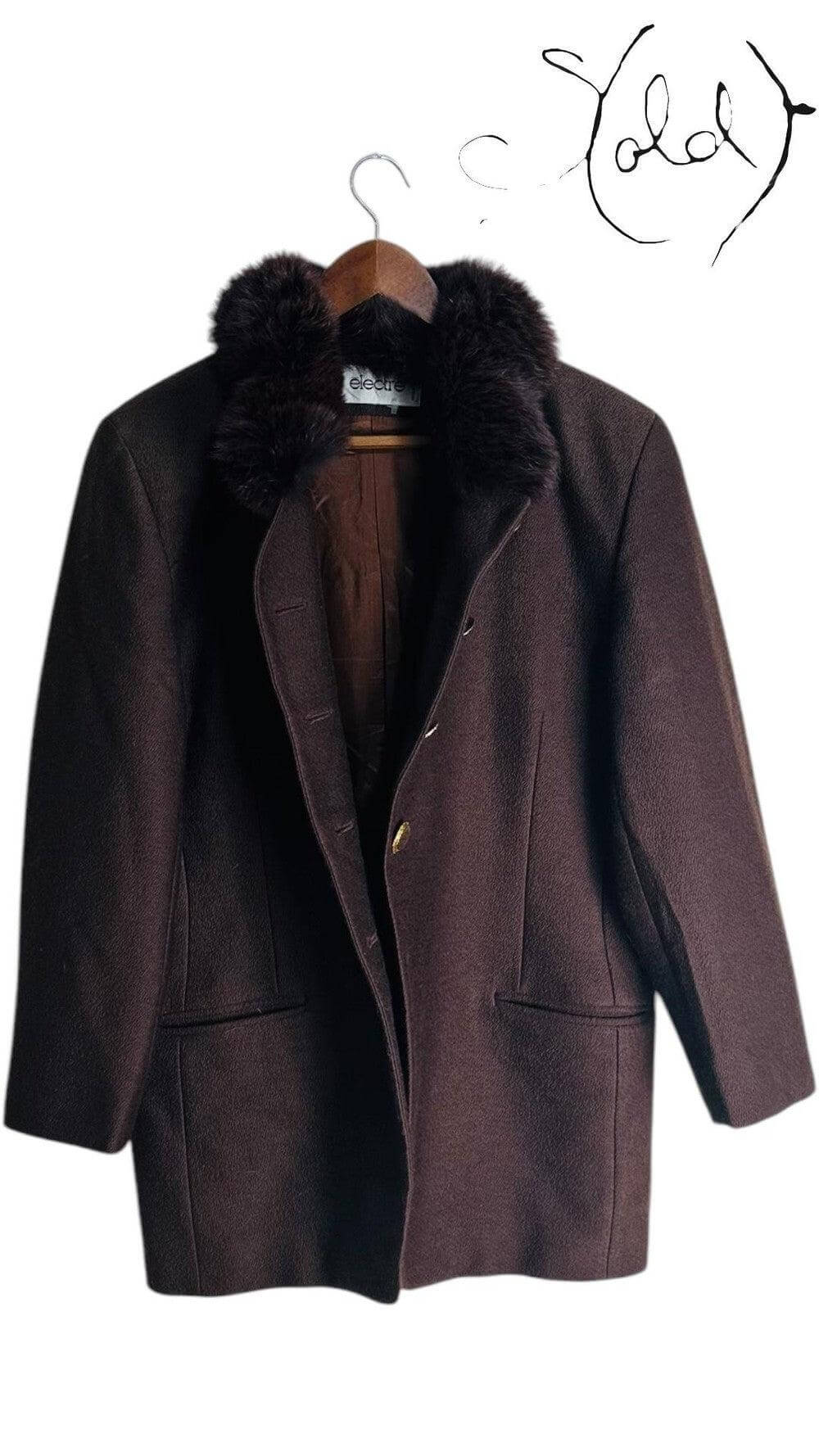 Electre Paris Fox Fur & Lana Wool Coat – Quiet Luxury, Back view | Sold Attire