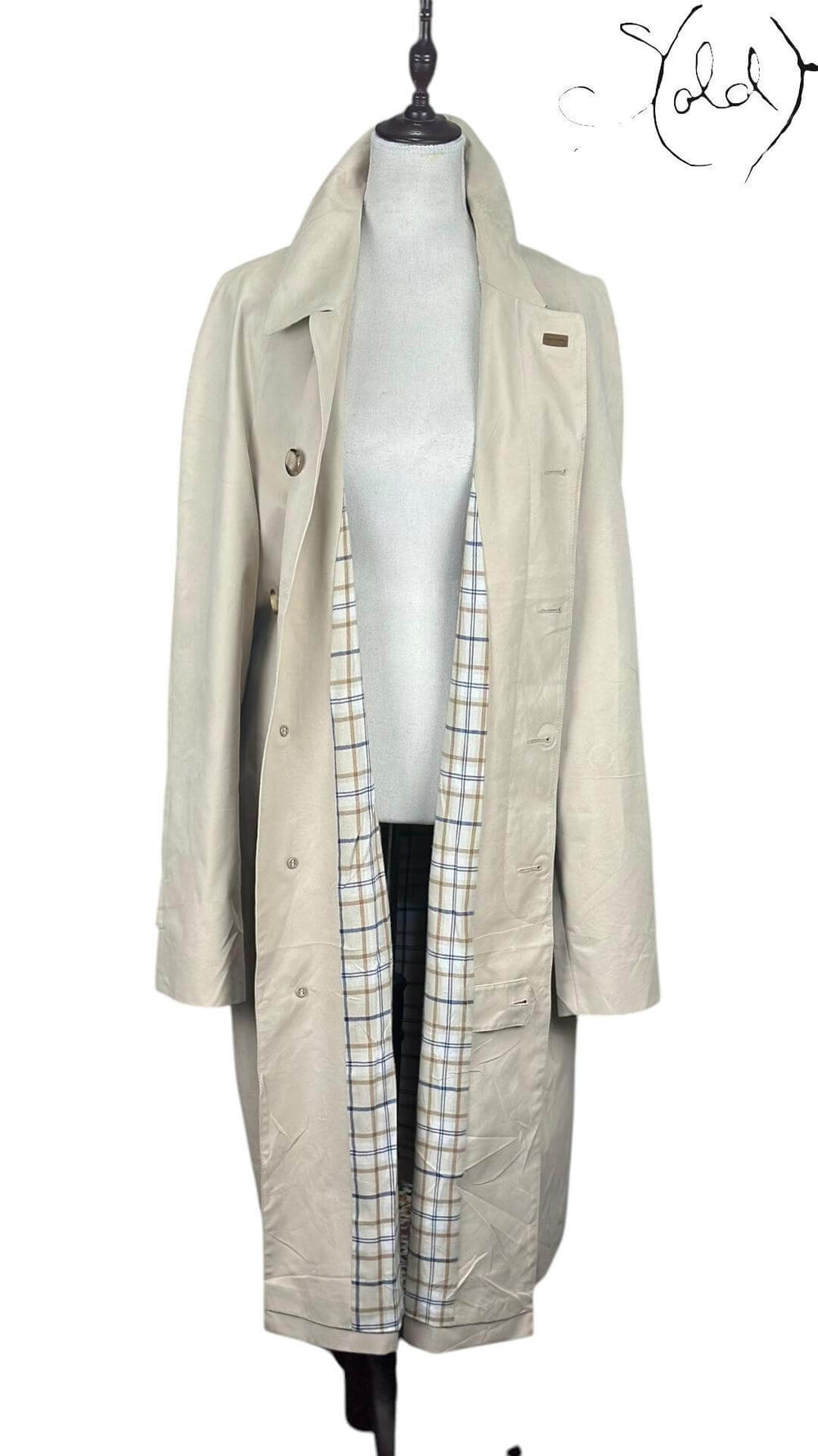 Emidio Tucci Cream Trench Coat – Refined European Tailoring, Hardware detail | Sold Attire