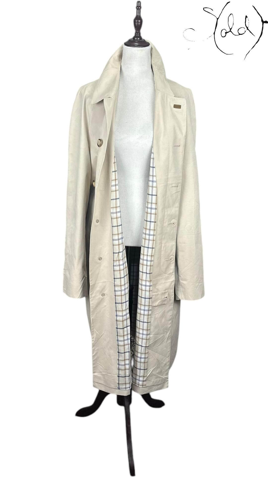 Emidio Tucci Cream Trench Coat – Refined European Tailoring — Detail view | Sold Attire