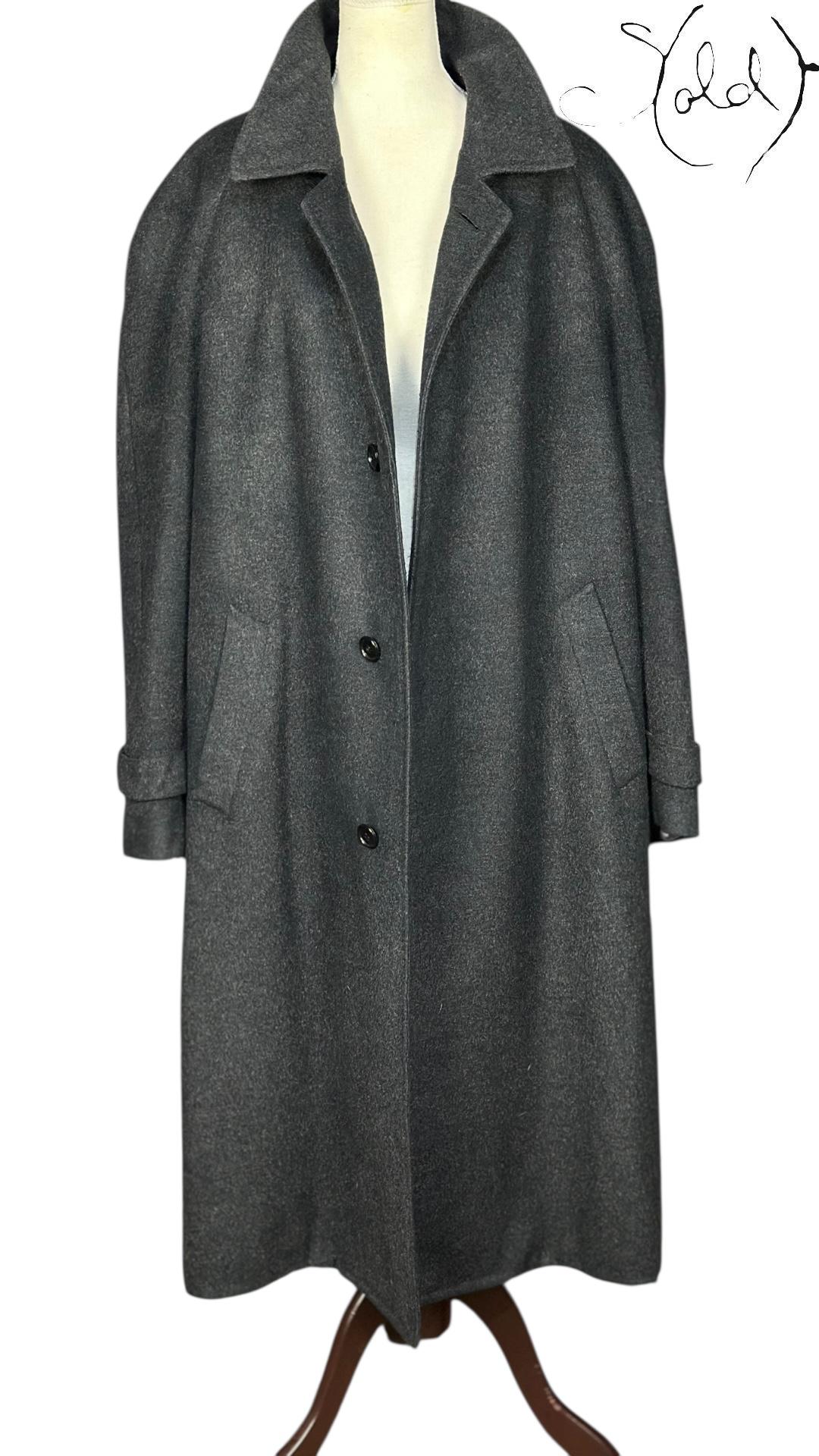 Ermenegildo Zegna Camel Hair & Wool Overcoat Grey, Back view | Sold Attire