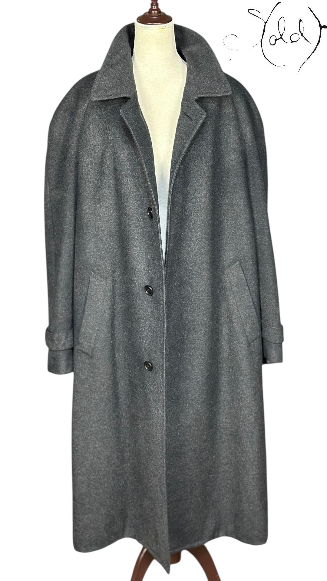 Ermenegildo Zegna Camel Hair & Wool Overcoat Grey, Detail view | Sold Attire