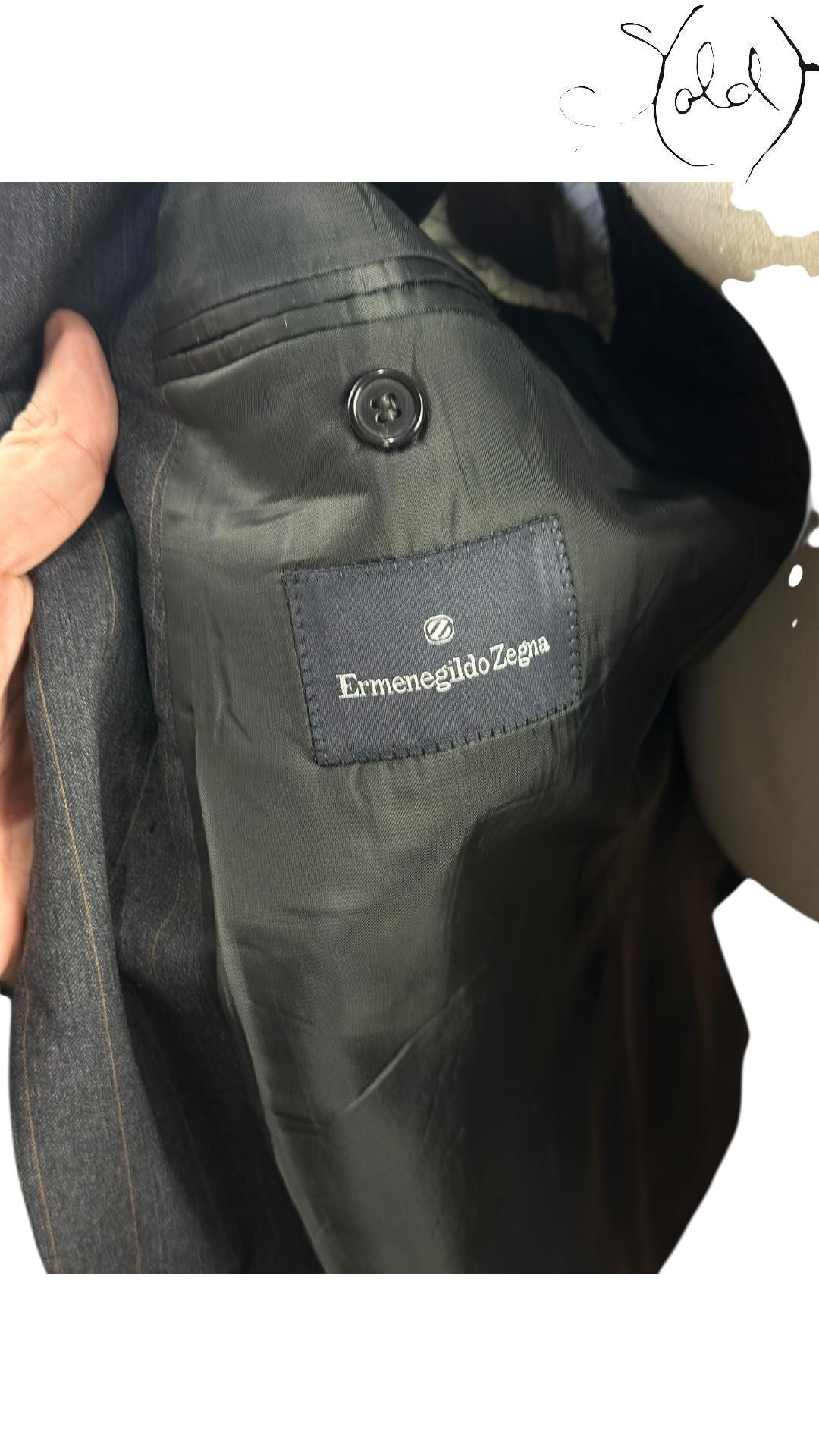 Ermenegildo Zegna Pinstripe Wool Blazer, Interior view | Sold Attire