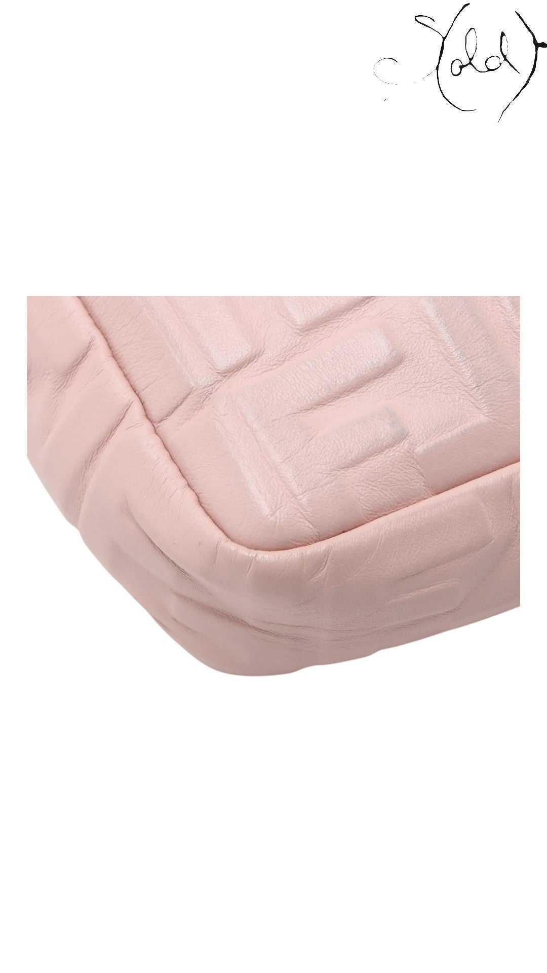 Sold Attire pink embossed calfskin Fendi Mamma Baguette with FF jacquard motif and silver-tone hardware.