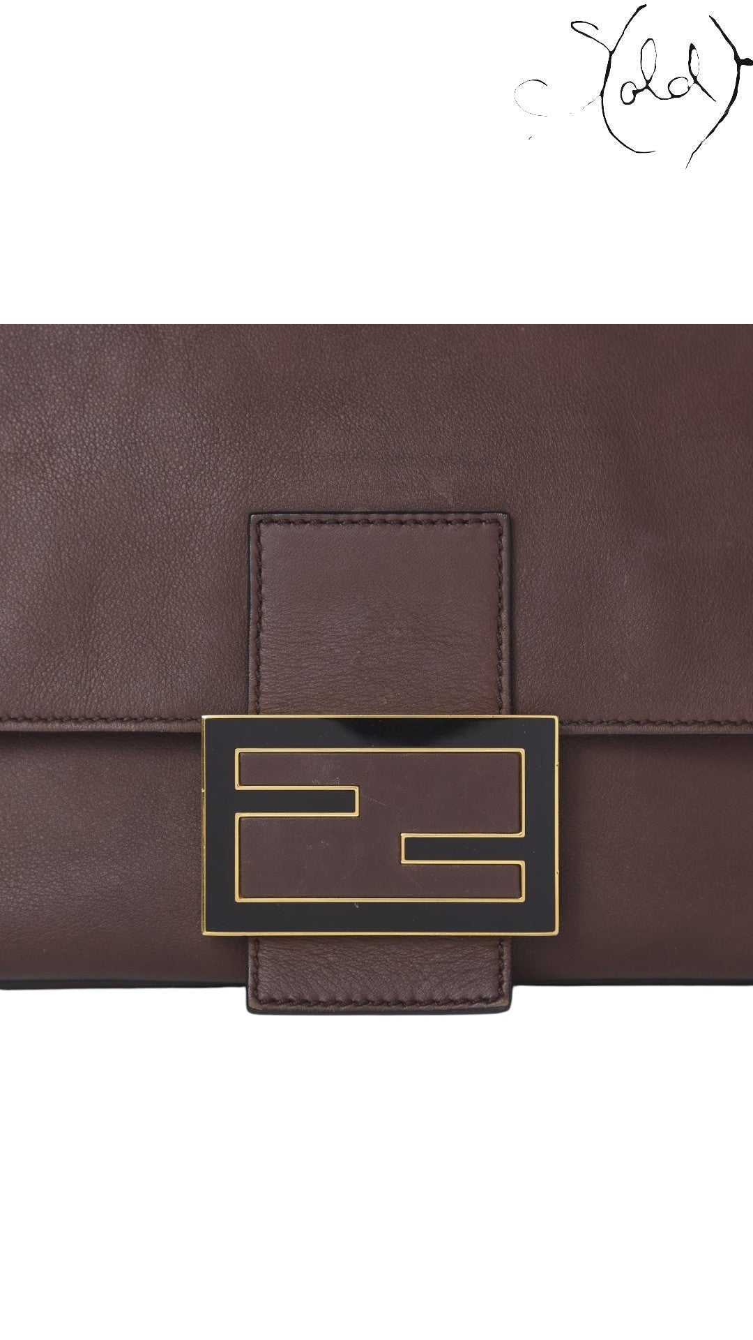 Fendi Big Forever Mama Baguette Brown Calfskin profile detail