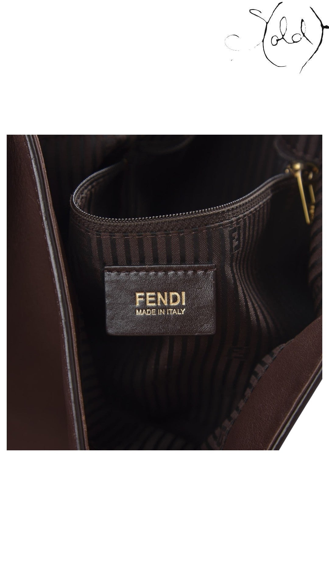 Fendi Big Forever Mama Baguette Brown Calfskin interior view