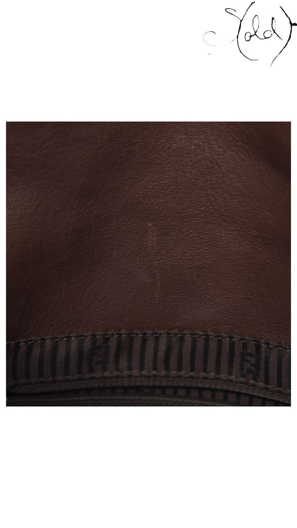 Fendi Big Forever Mama Baguette Brown Calfskin closure detail