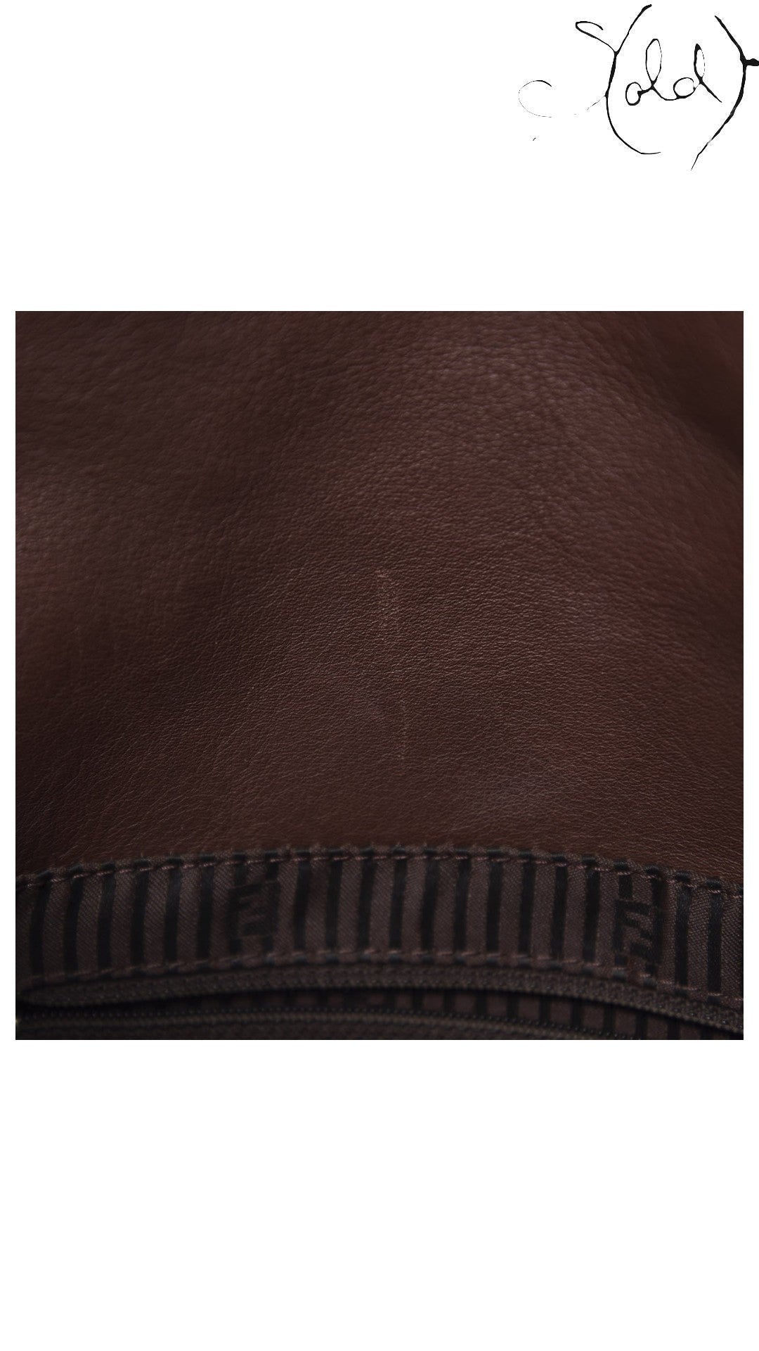 Fendi Big Forever Mama Baguette Brown Calfskin closure detail