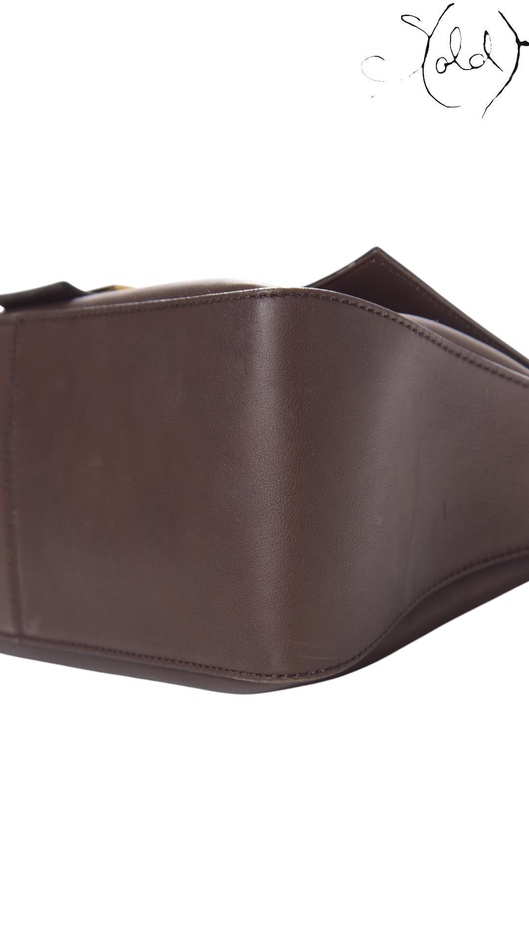 Fendi Big Forever Mama Baguette Brown Calfskin strap detail