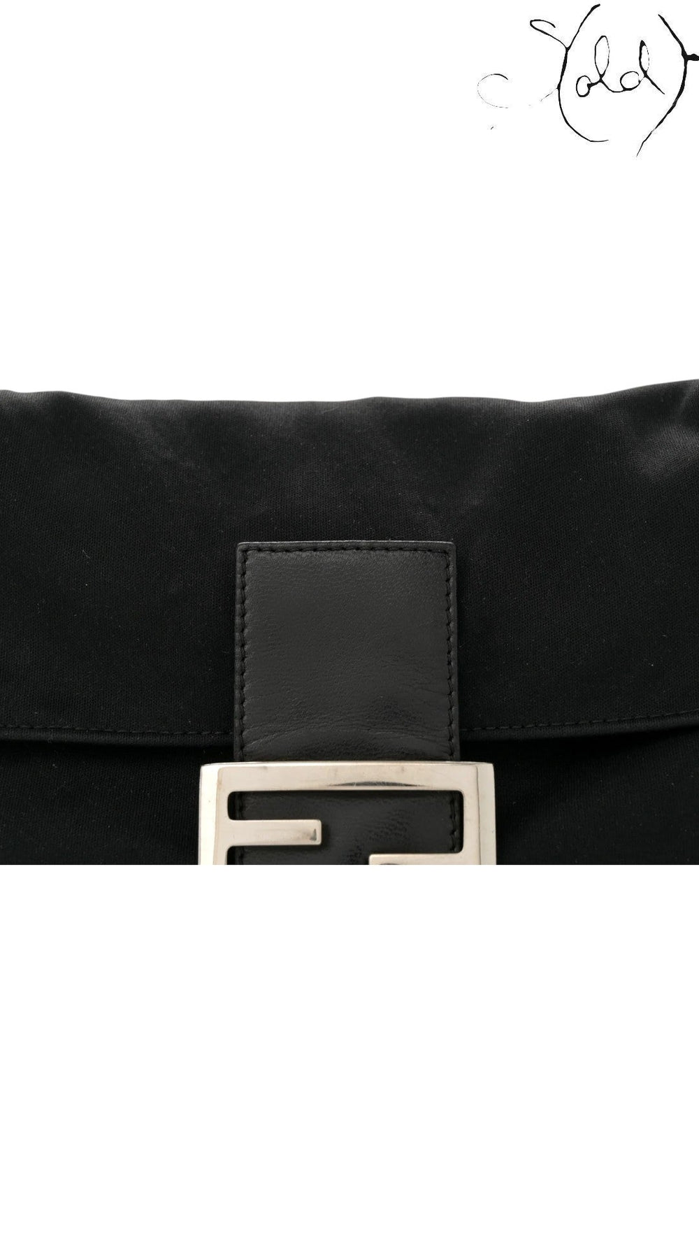 Sold Attire black jersey Fendi Mamma Baguette shoulder bag with leather trim and gold FF logo clasp.