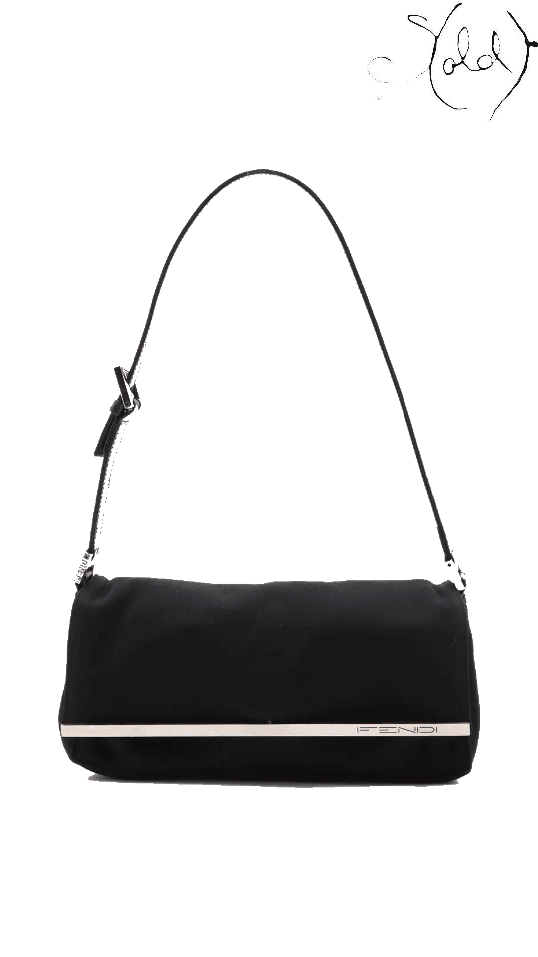 Fendi Small Mamma Baguette black jersey shoulder bag - view 1