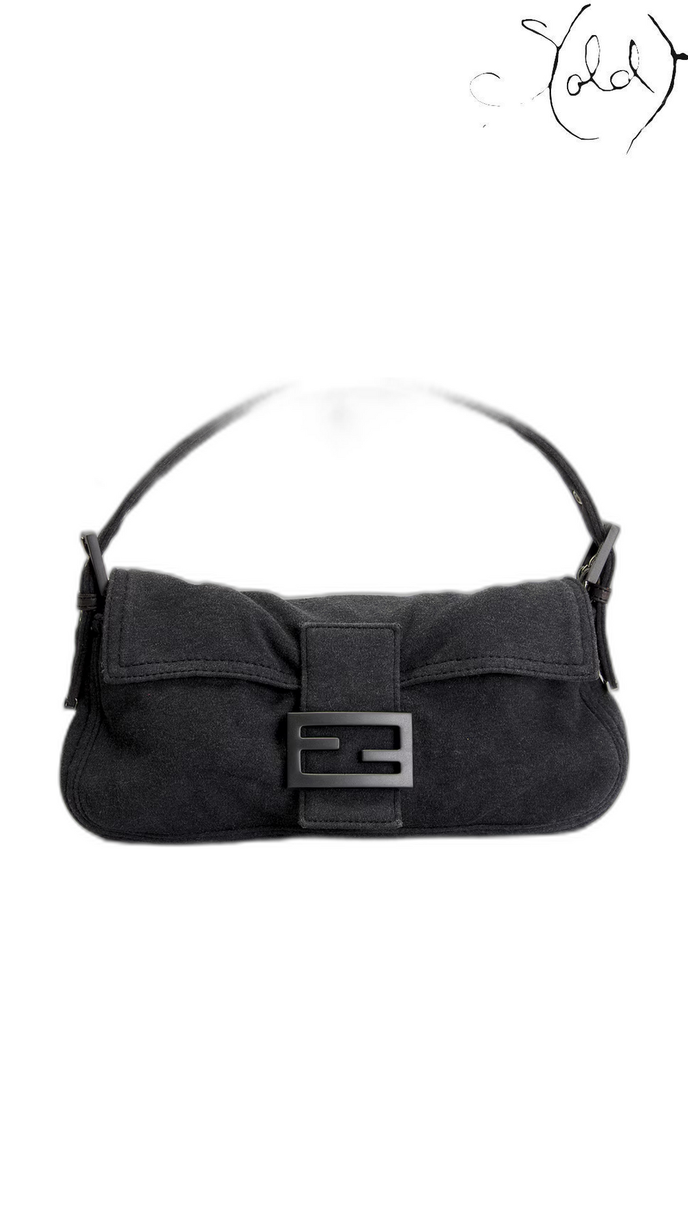 Fendi Baguette 26424 Grey Cotton Shoulder Bag 2