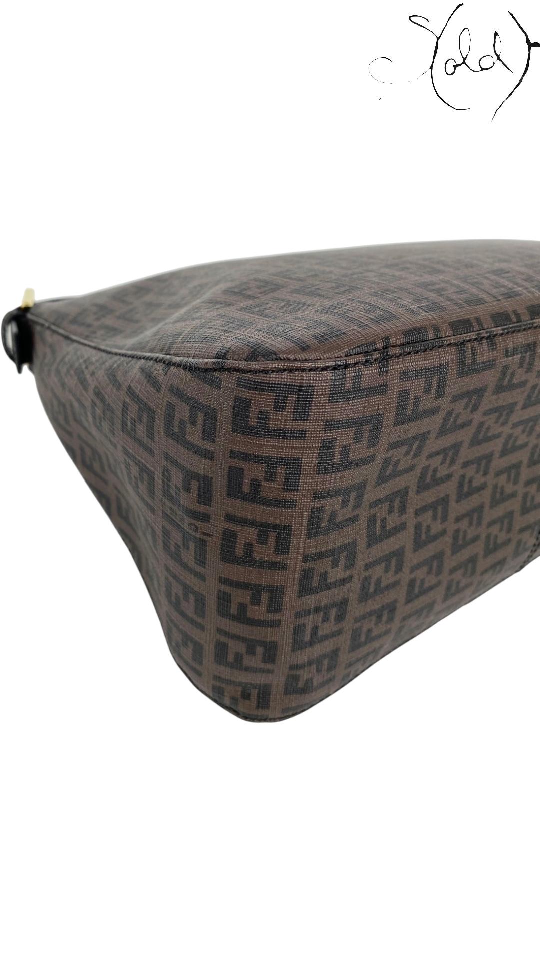 Fendi Brown Zucca Canvas Mamma Baguette Shoulder Bag — Interior view | Sold Attire