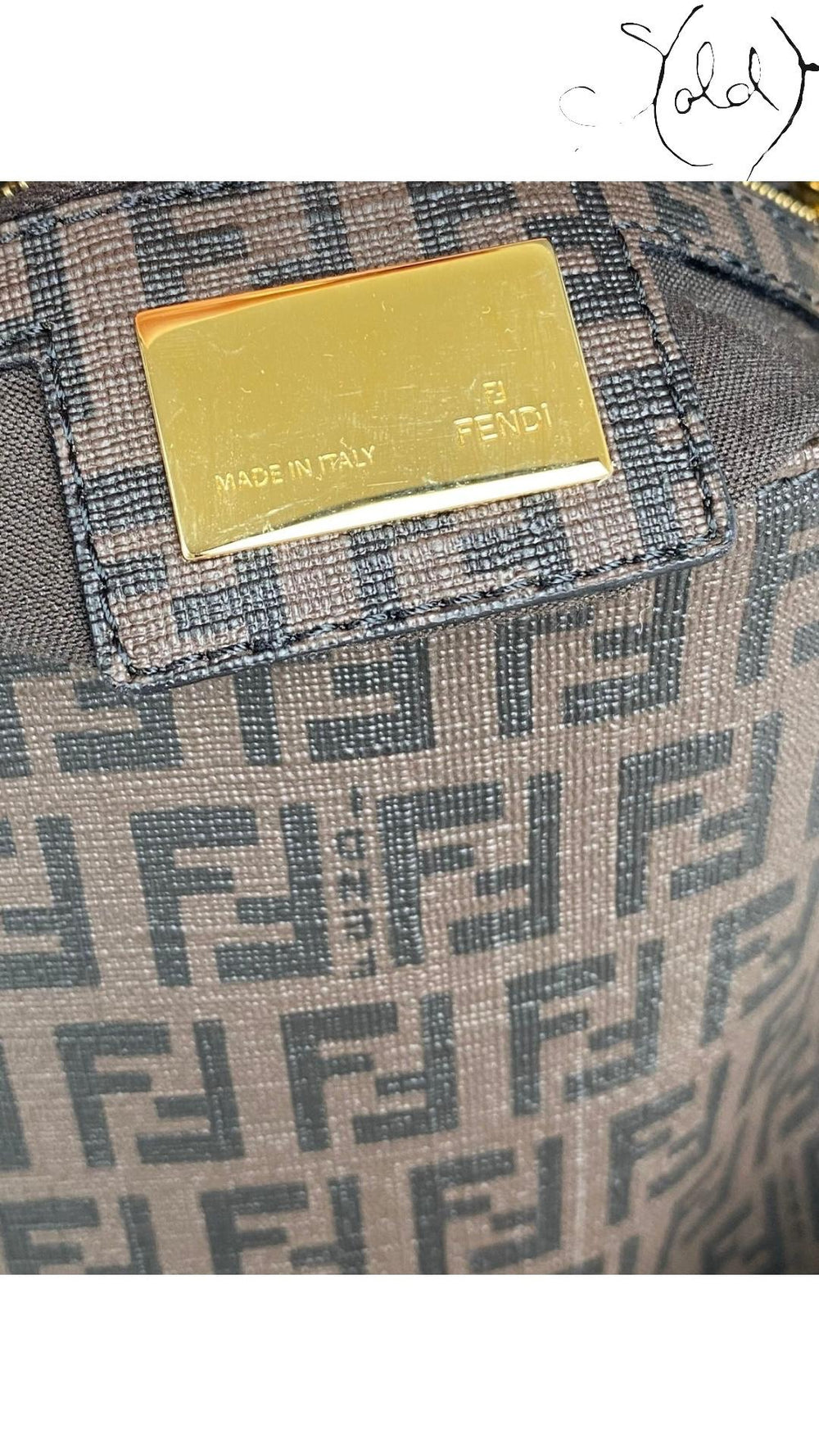 Fendi Brown Zucca Canvas Mamma Baguette Shoulder Bag, Detail view | Sold Attire