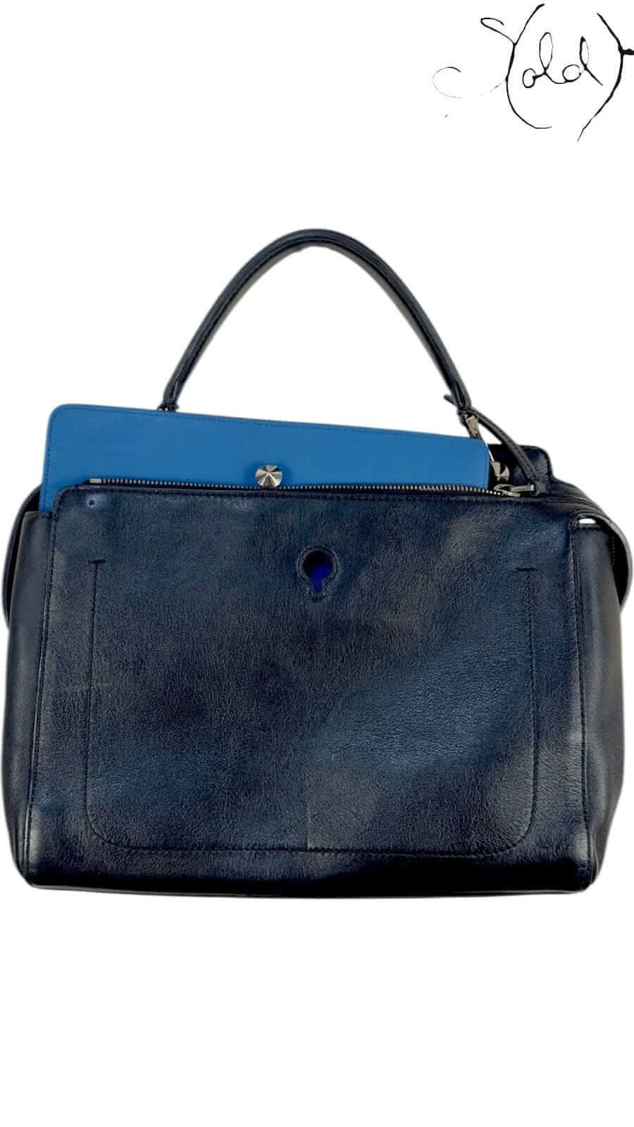 Fendi Dotcom Medium – Navy Calfskin Handbag | Sold Attire - Sold Attire