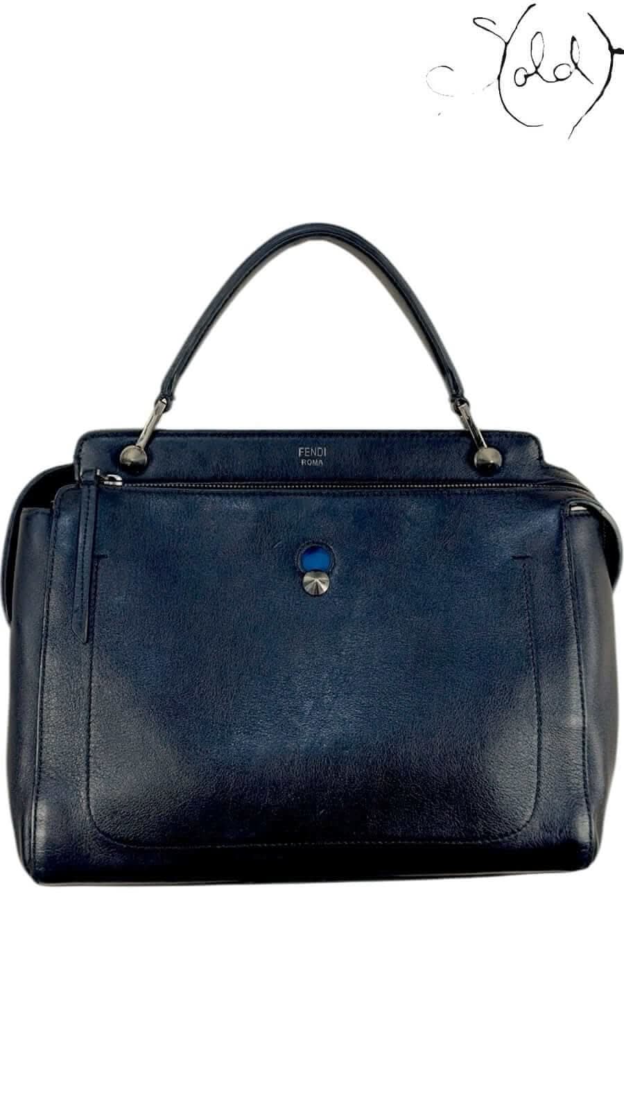 Fendi Dotcom Medium – Navy Calfskin Handbag | Sold Attire - Sold Attire