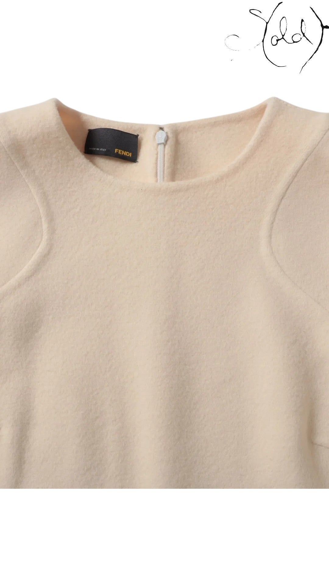 Sold Attire Fendi ivory wool sleeveless dress with a crew neck and subtle seam details on the bodice. Size 38.