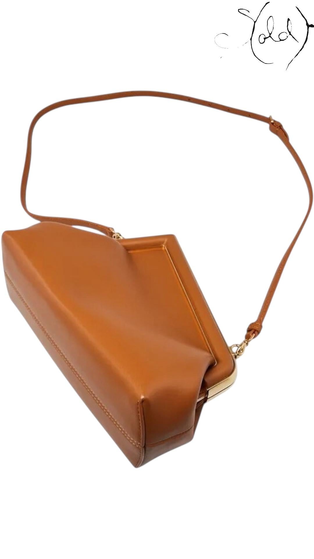 Fendi First Small Caramel Nappa Leather Clutch — Detail view | Sold Attire