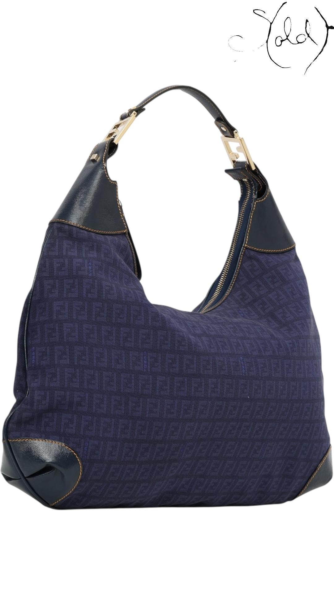 Fendi Mama Baguette Blue Shoulder Bag — Interior view | Sold Attire