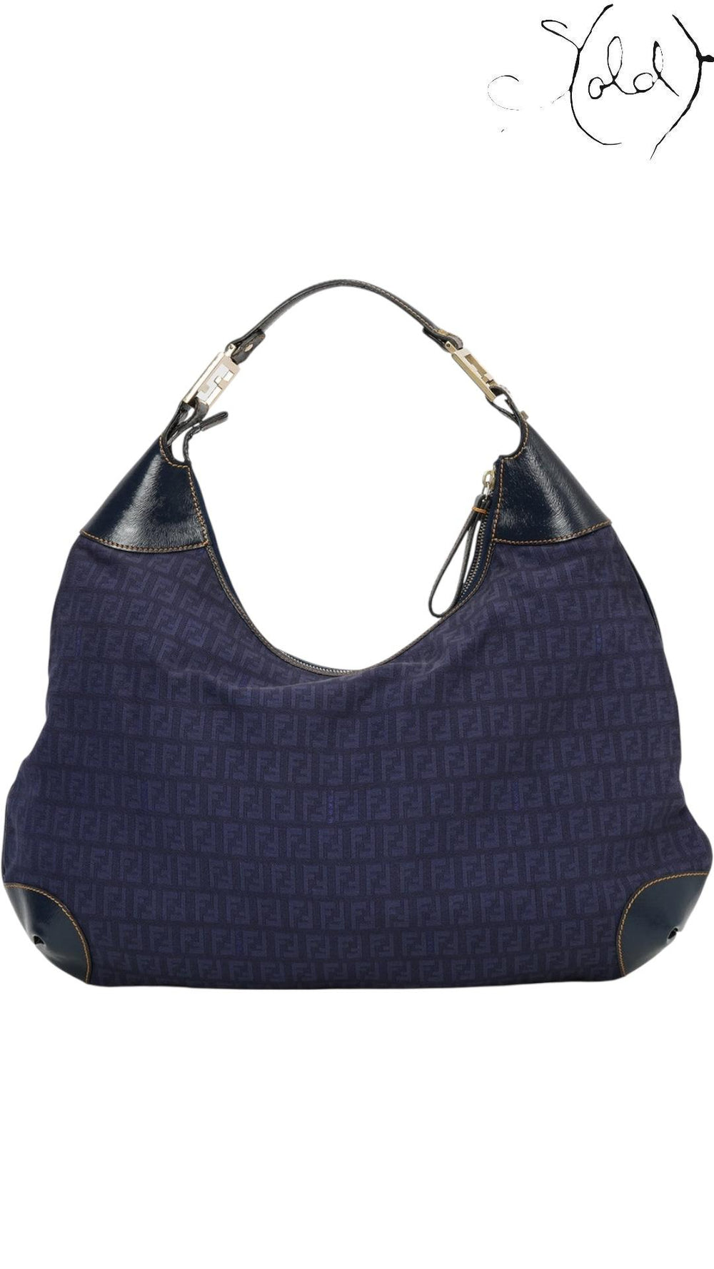 Fendi Mama Baguette Blue Shoulder Bag, Back view | Sold Attire