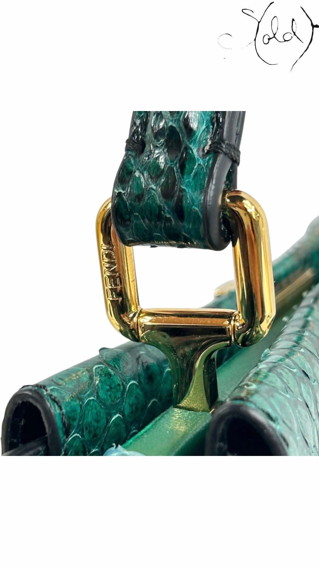 Fendi Mini Peekaboo – Emerald Python | Sold Attire - Sold Attire