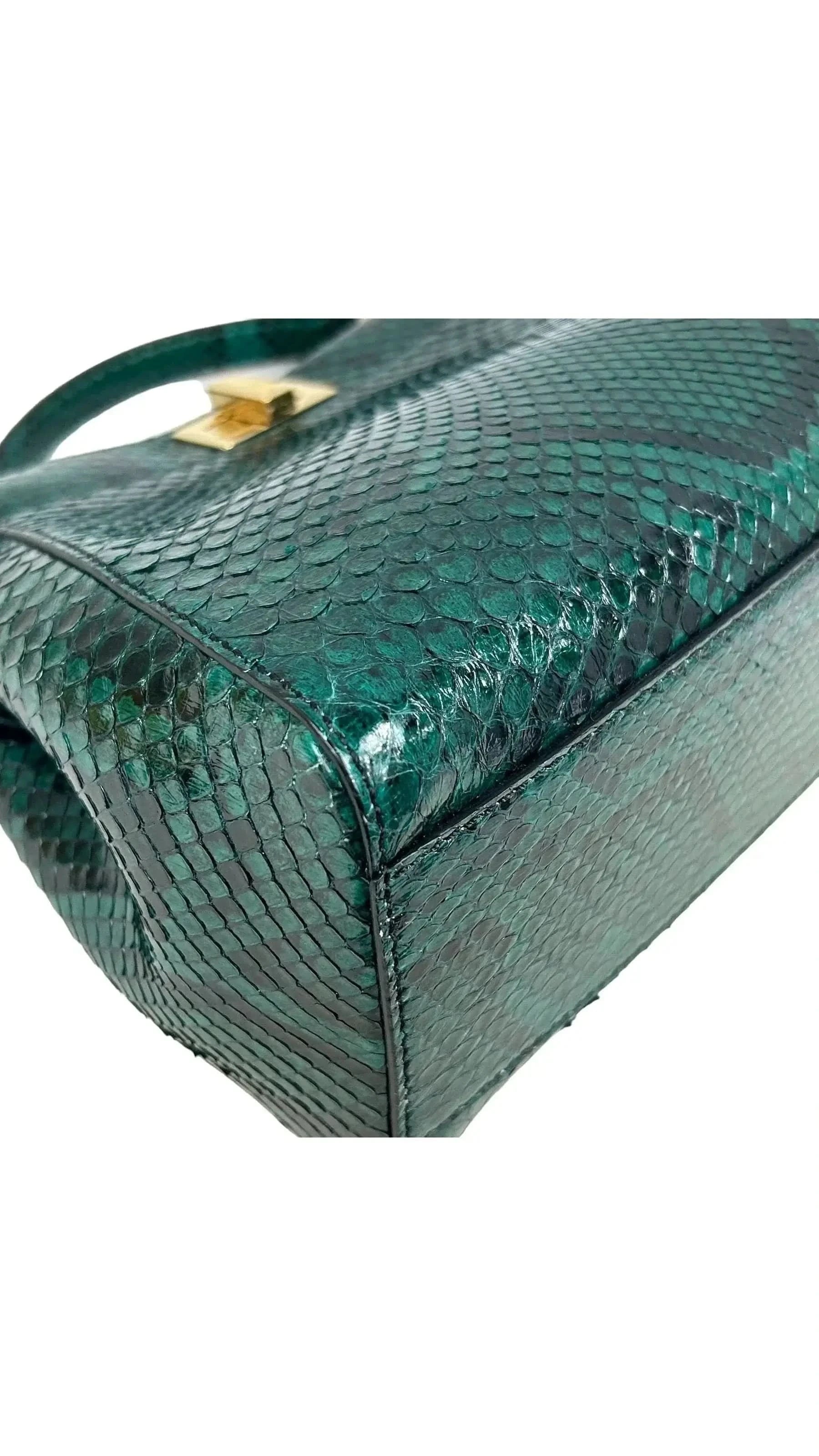 Fendi Mini Peekaboo – Emerald Python | Sold Attire - Sold Attire