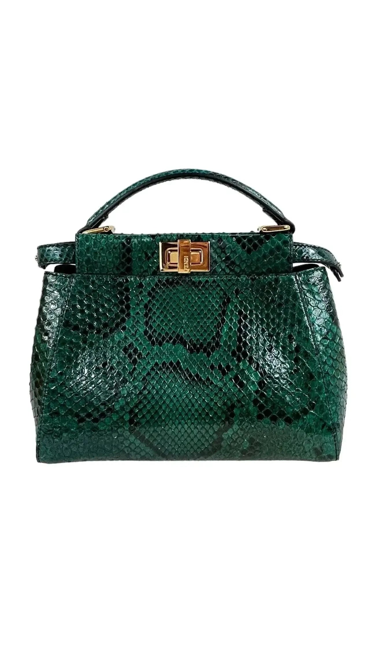 Fendi Mini Peekaboo – Emerald Python, Close-up | Sold Attire