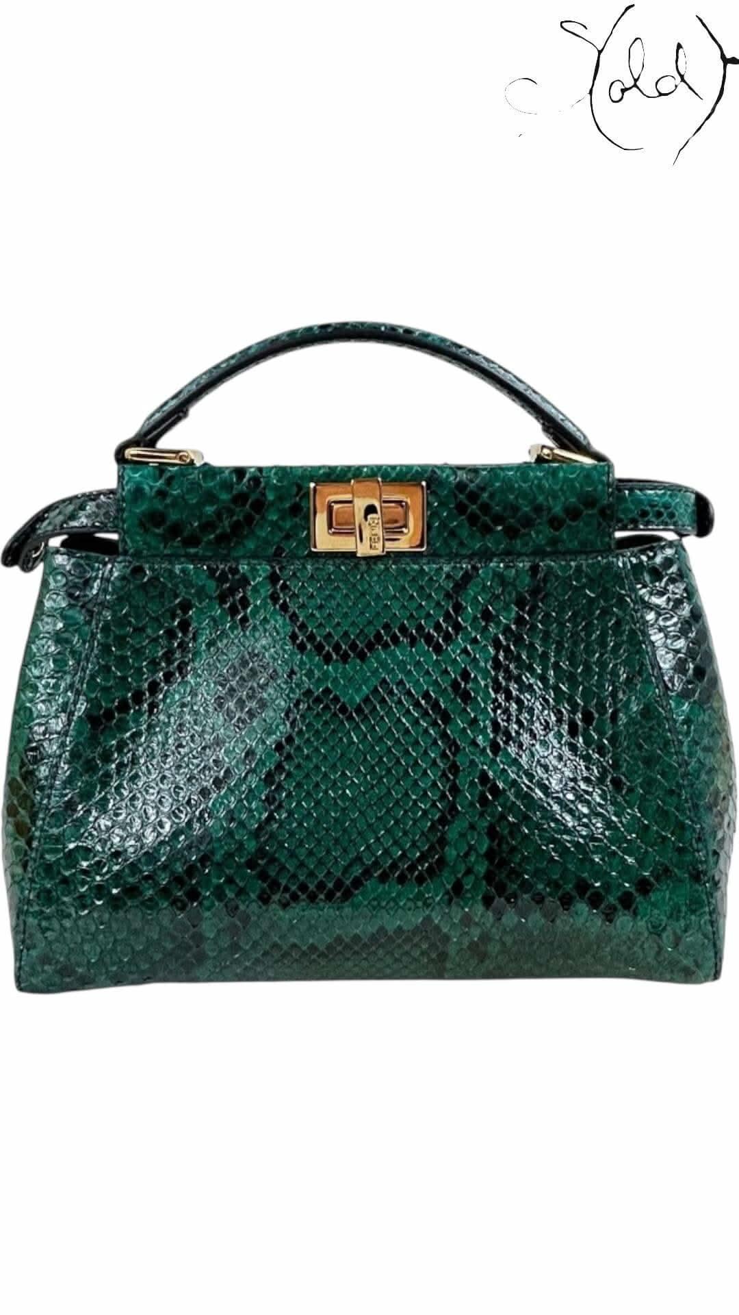 Fendi Mini Peekaboo – Emerald Python | Sold Attire - Sold Attire