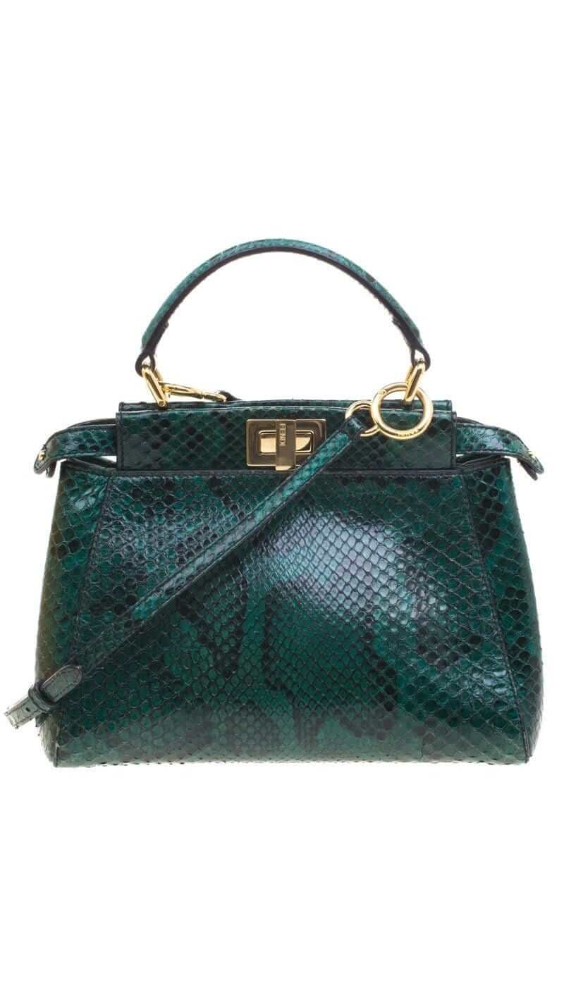 Fendi Mini Peekaboo – Emerald Python | Sold Attire - Sold Attire
