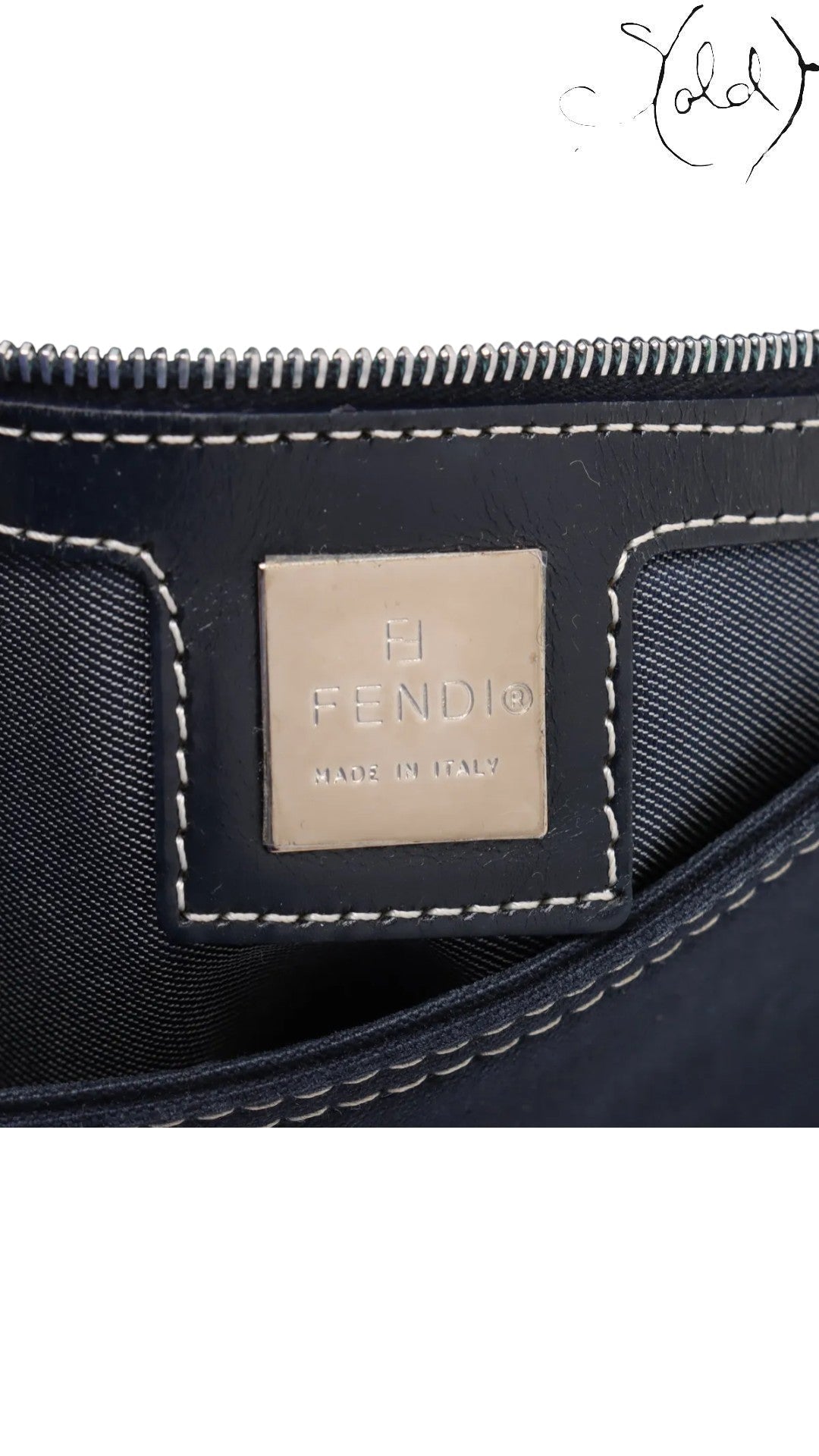 Fendi Mama Denim Shoulder Bag Blue Limited Edition — Strap detail | Sold Attire