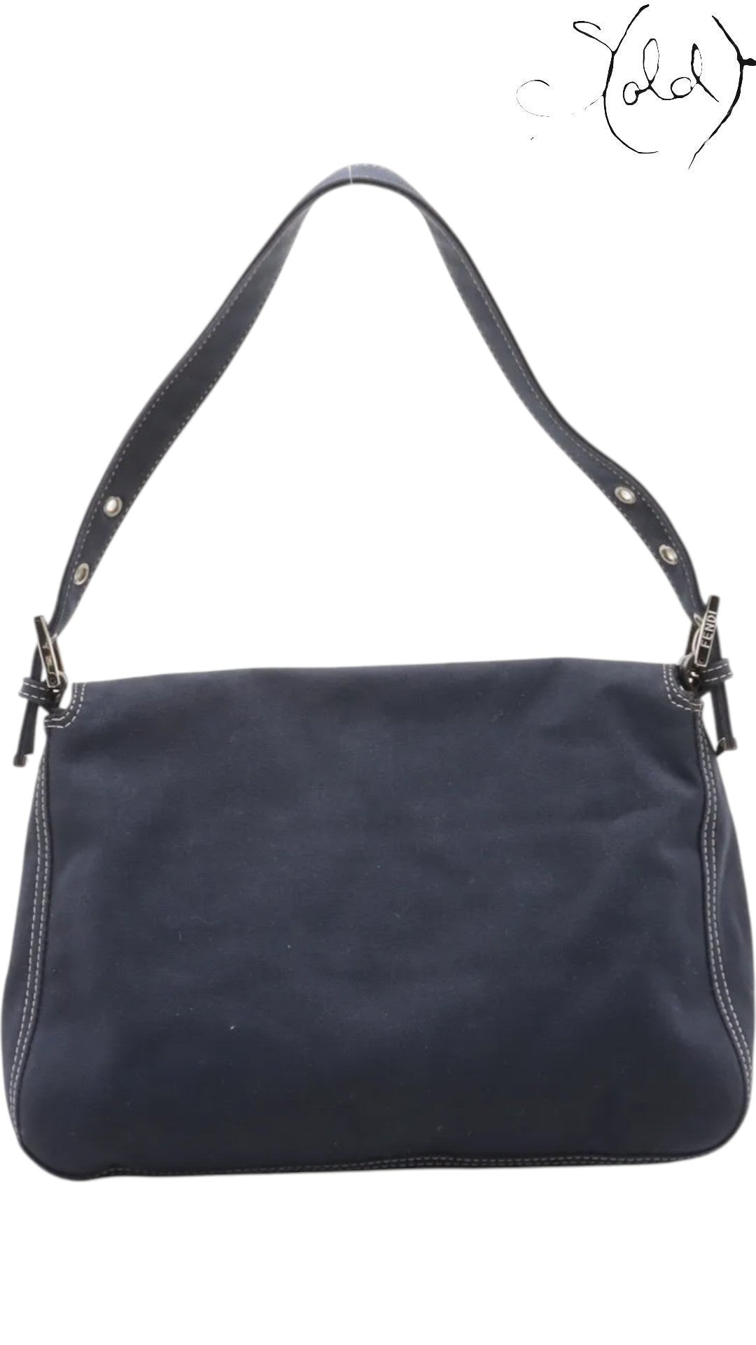 Fendi Mama Denim Shoulder Bag Blue Limited Edition — Back view | Sold Attire