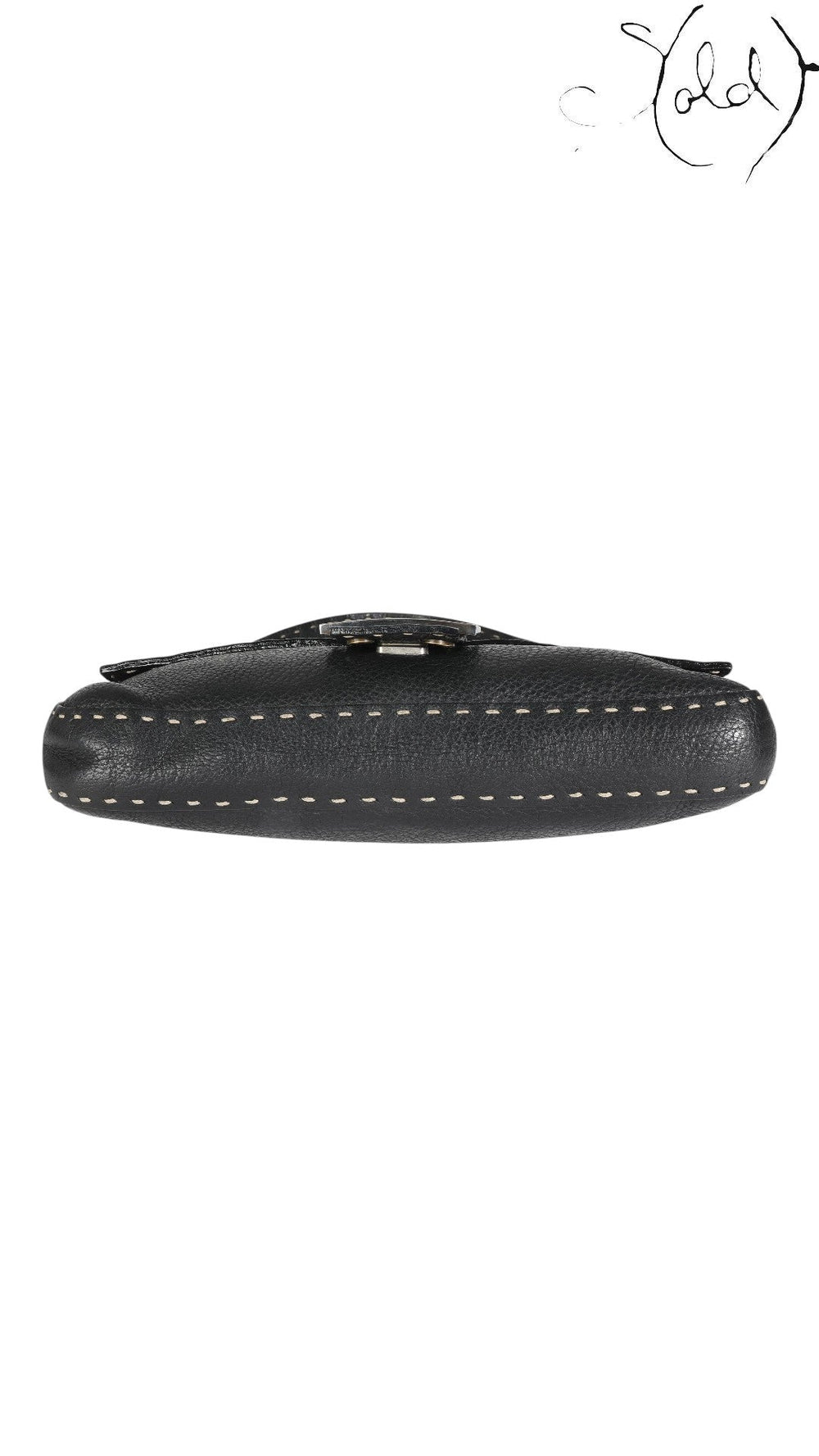 Fendi Selleria Baguette Black Calfskin - interior stamp detail | Sold Attire