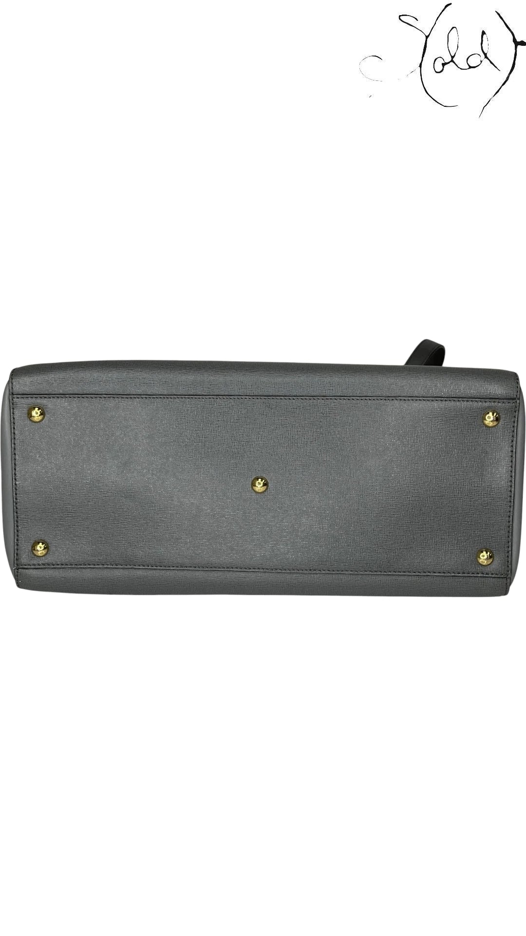Fendi Petite 2Jours Leather Tote Grey Elite, Interior view | Sold Attire