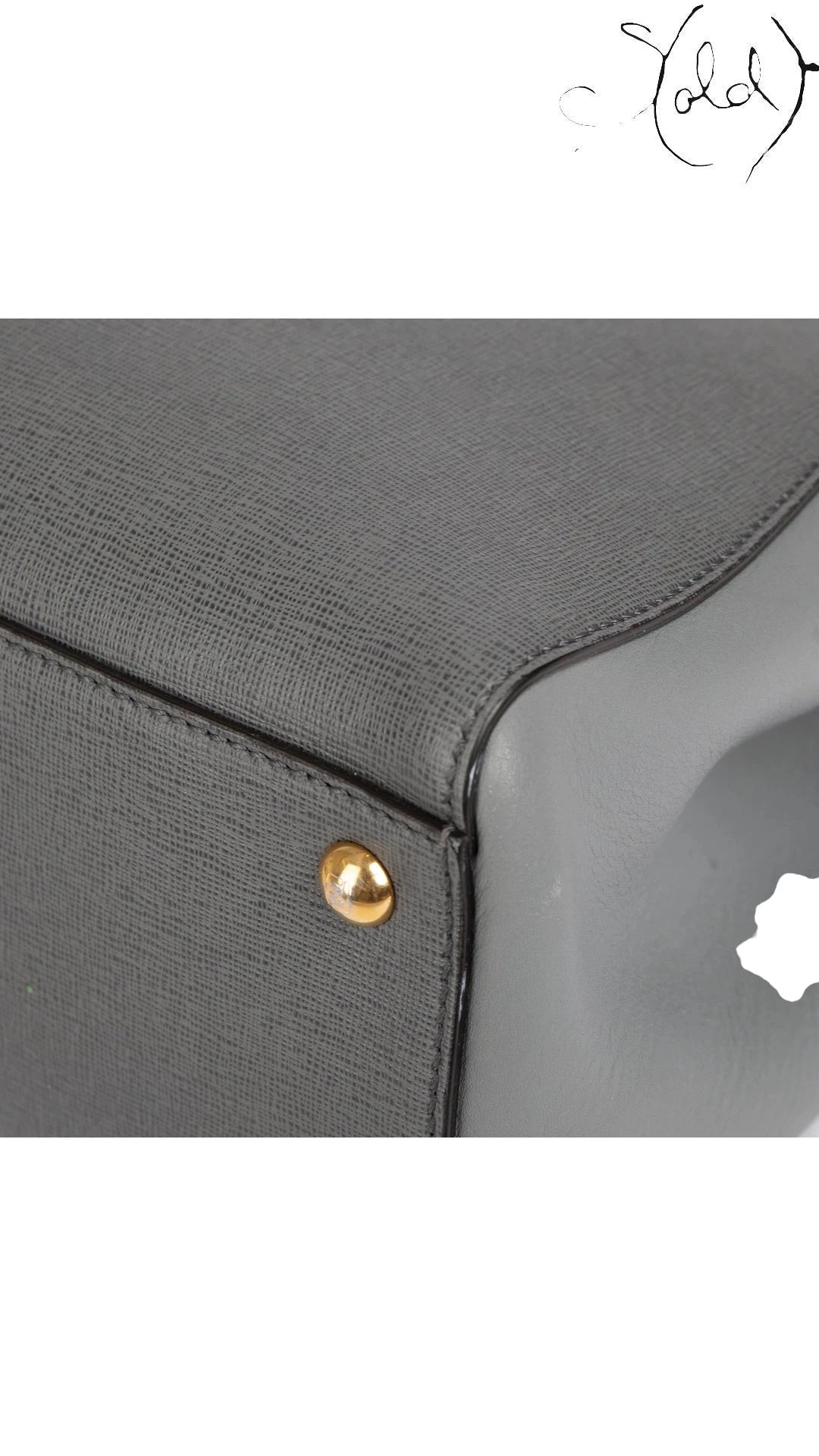 Fendi Petite 2Jours Leather Tote Grey Elite, Hardware detail | Sold Attire
