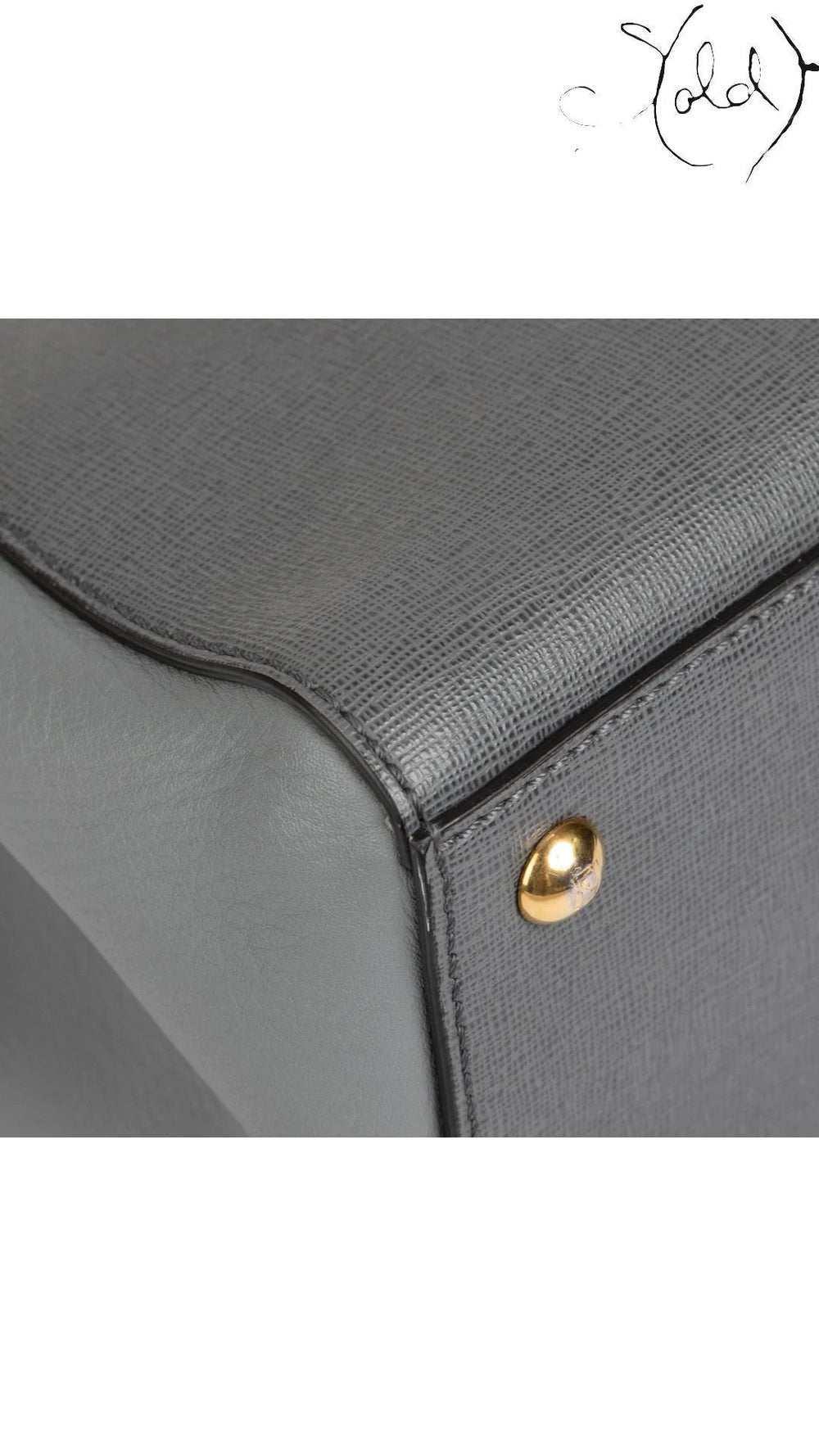Fendi Petite 2Jours Leather Tote Grey Elite, Detail view | Sold Attire